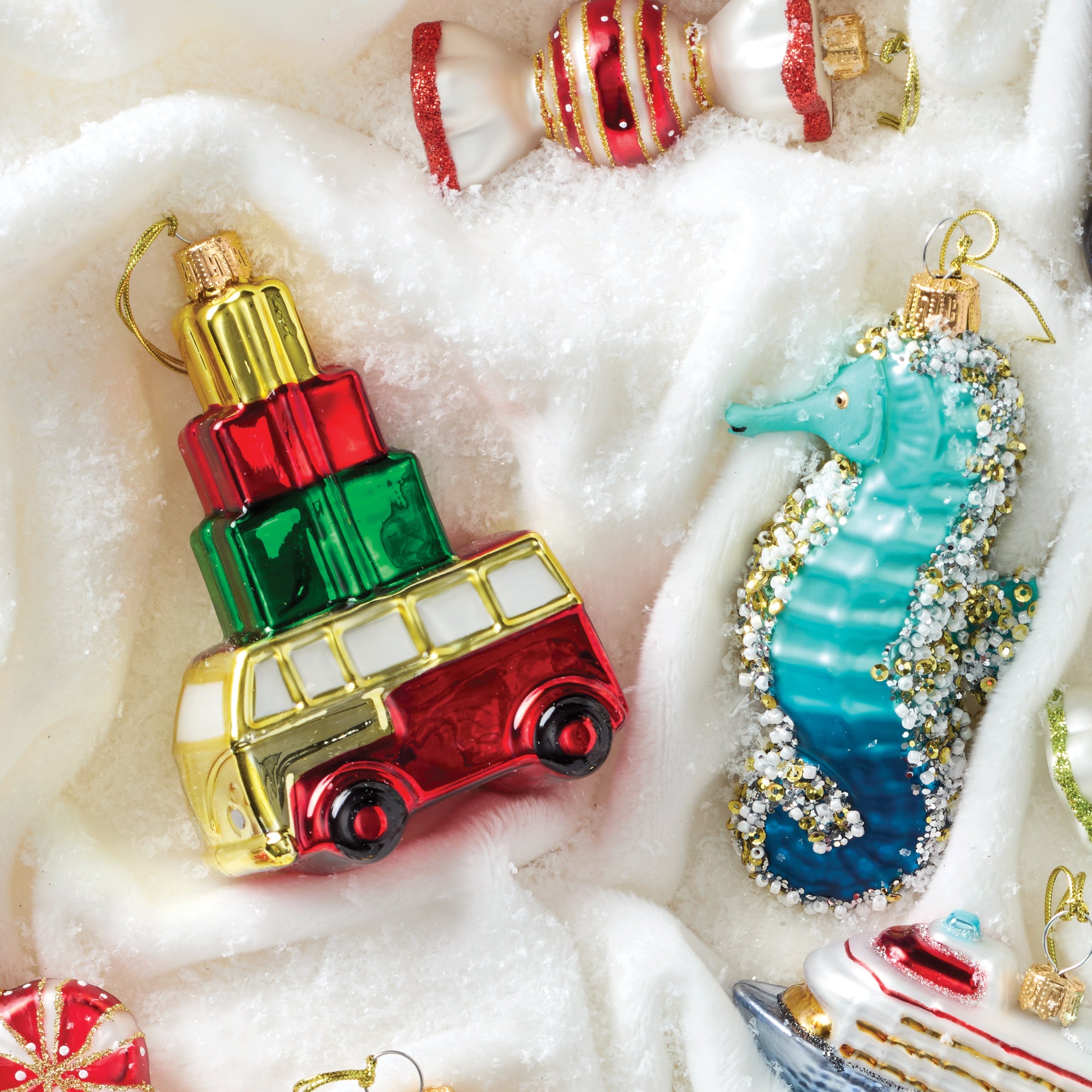 Alternative view of Blown Glass Van With Gifts Ornament