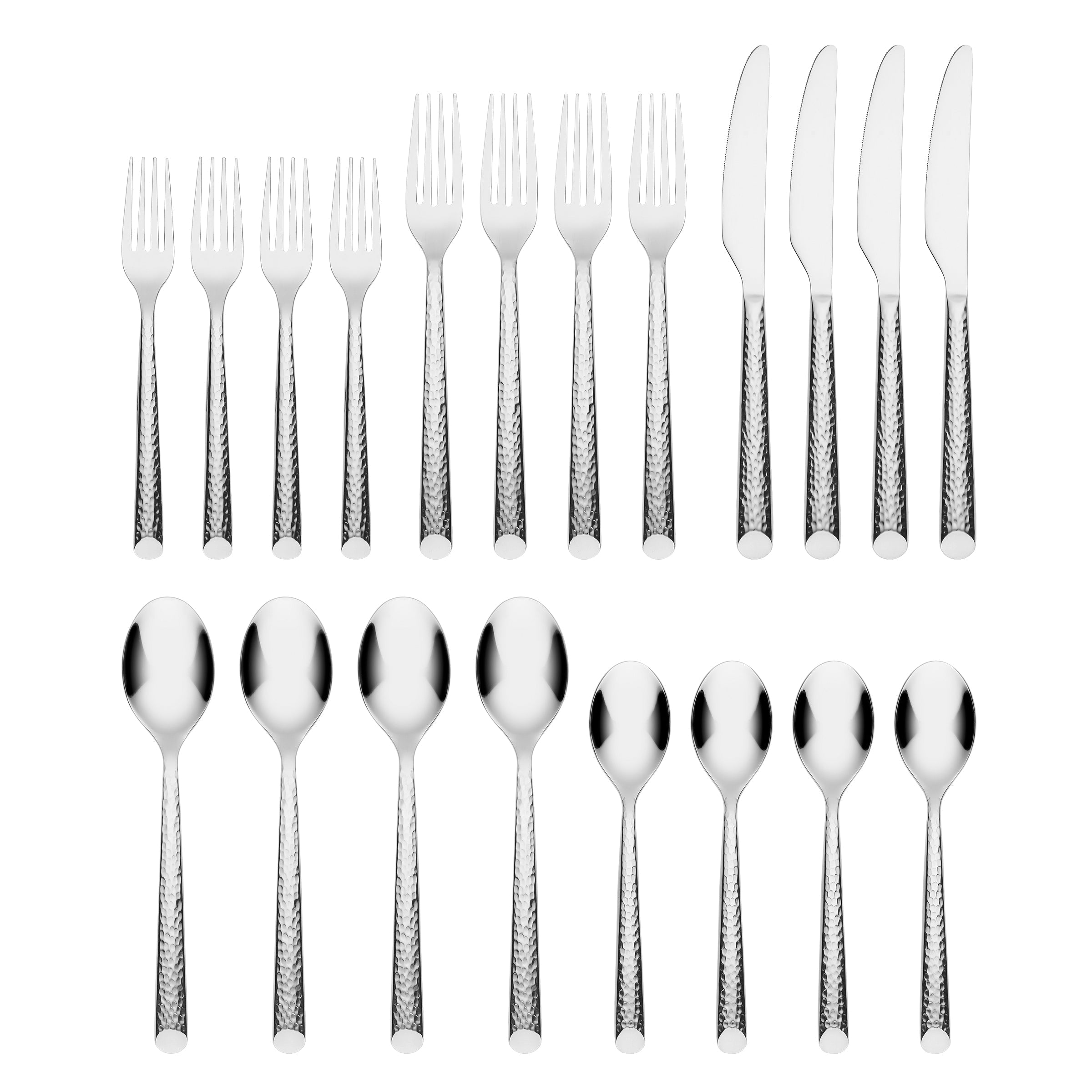 Alternative view of Elsa Mirror Hammered 20 Piece Flatware Set
