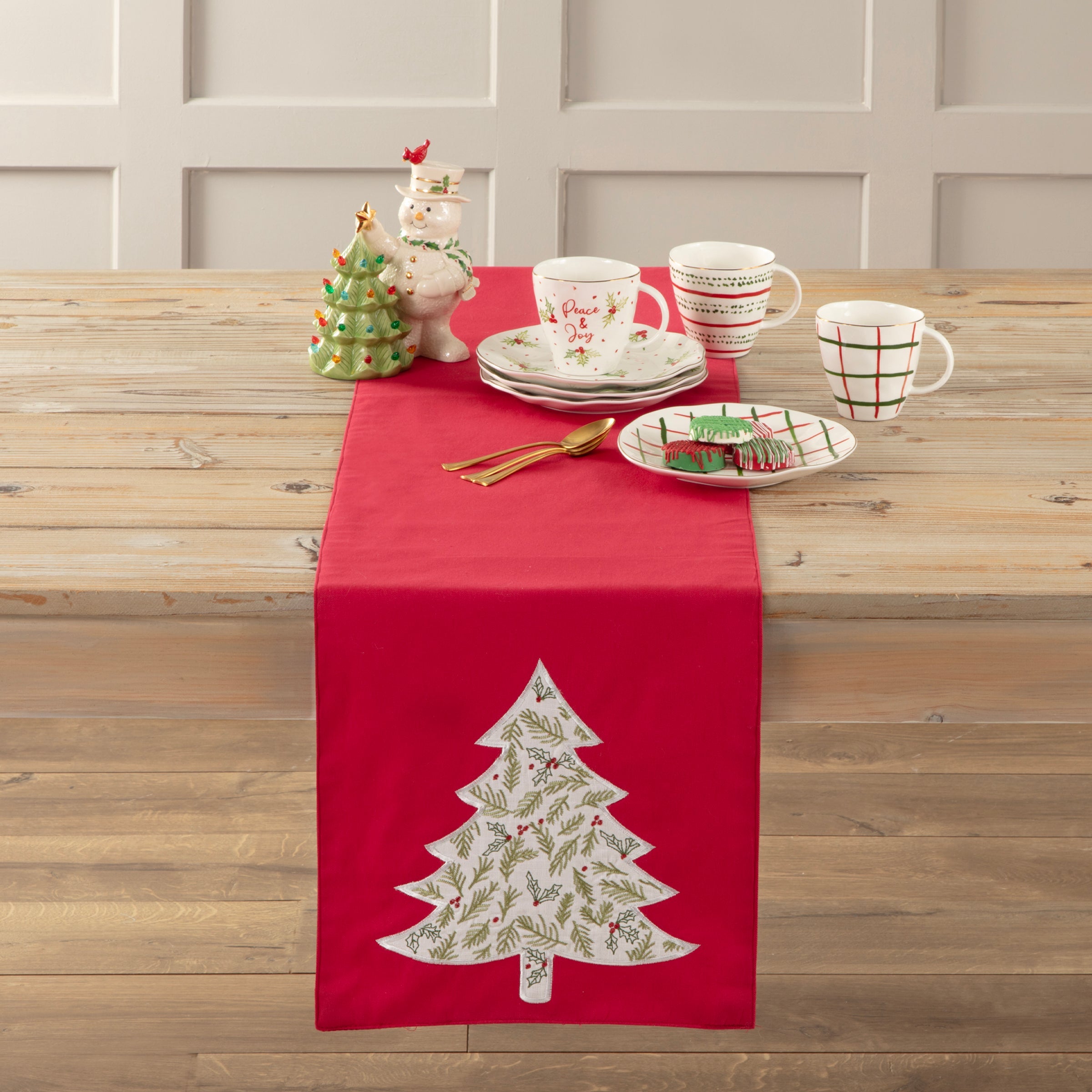 Alternative view of Bayberry Holly & Pine Tree 14X72 Table Runner