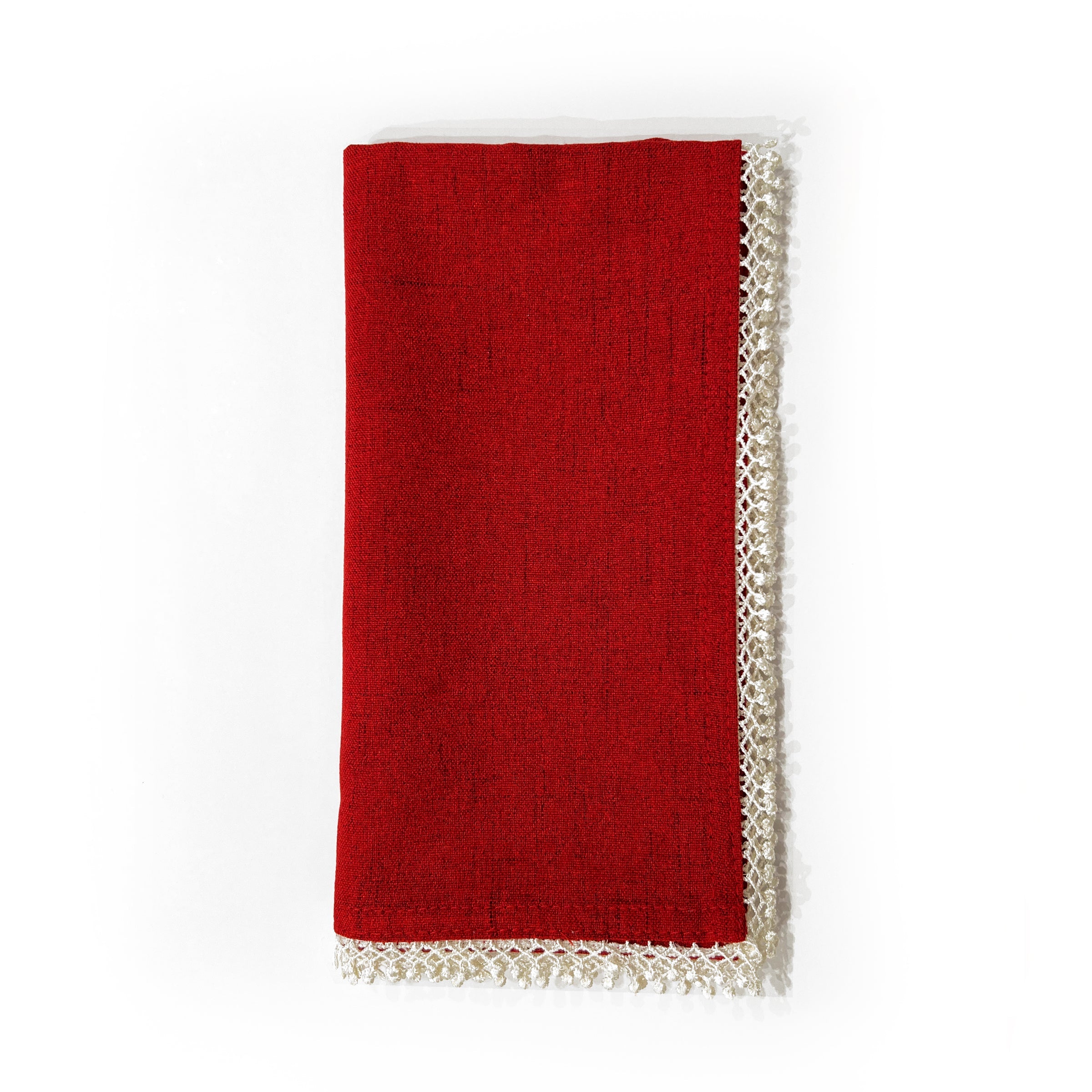 French Perle Red Dinner Napkins Set Of 4 - Image 2