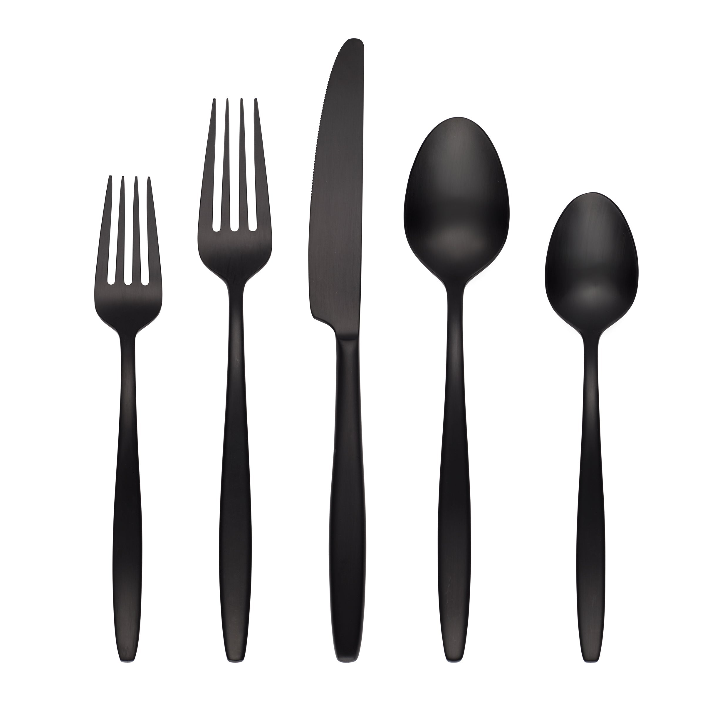 Nylah Black Satin 20 Piece Flatware Set