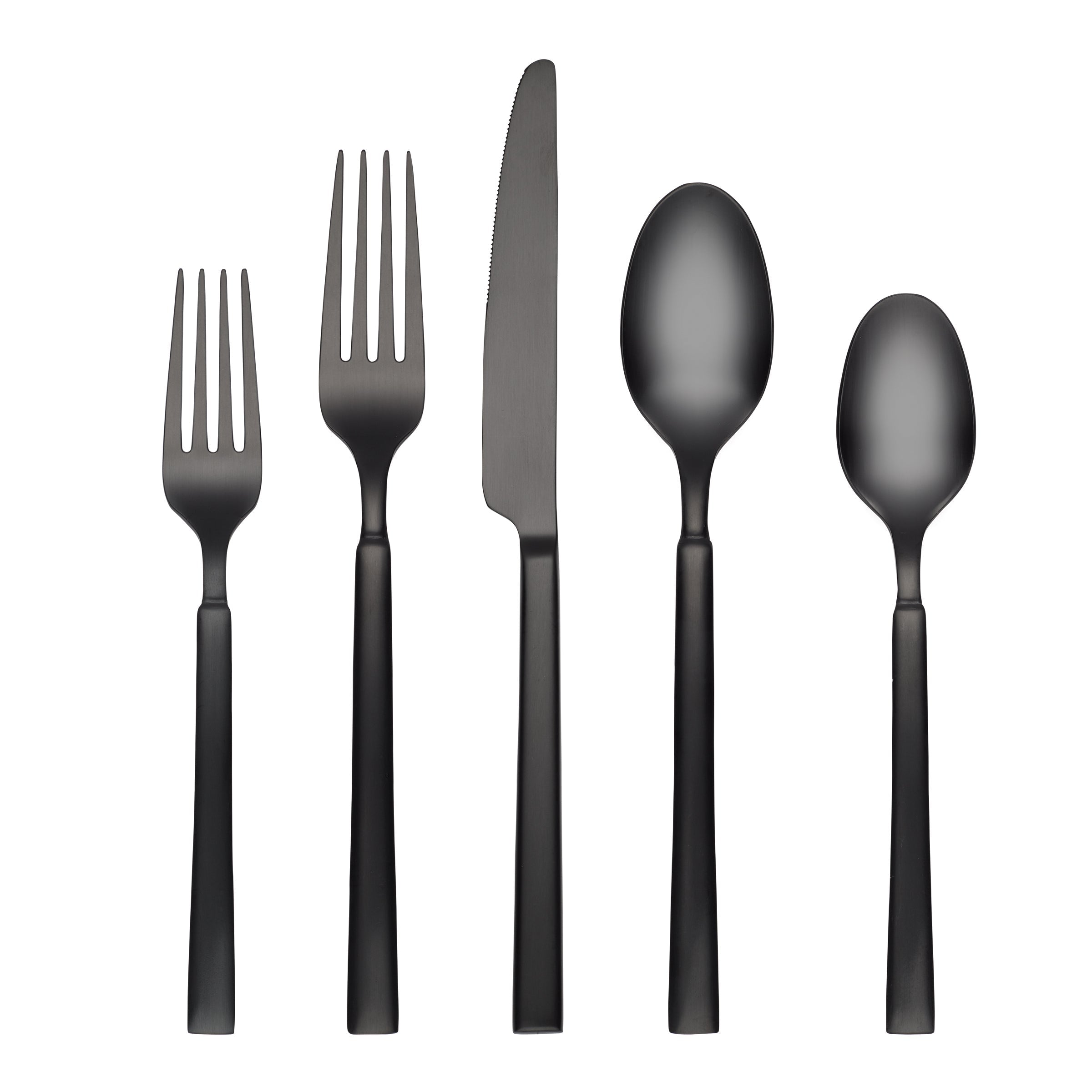 Gailann Black Satin 20 Piece Flatware Set