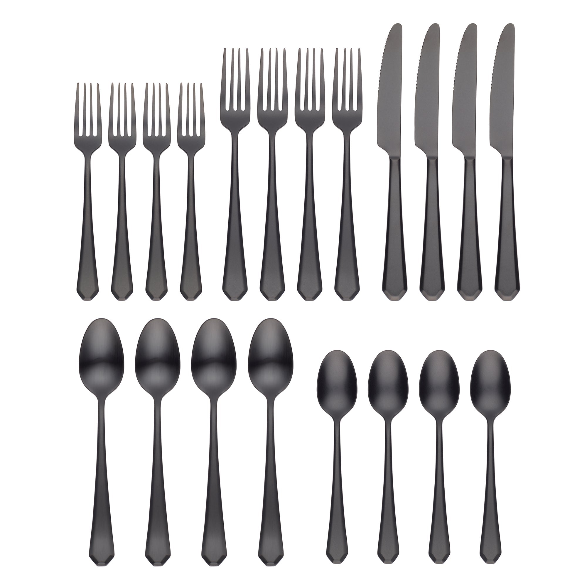 Geo Black Satin 20 Piece Flatware Set