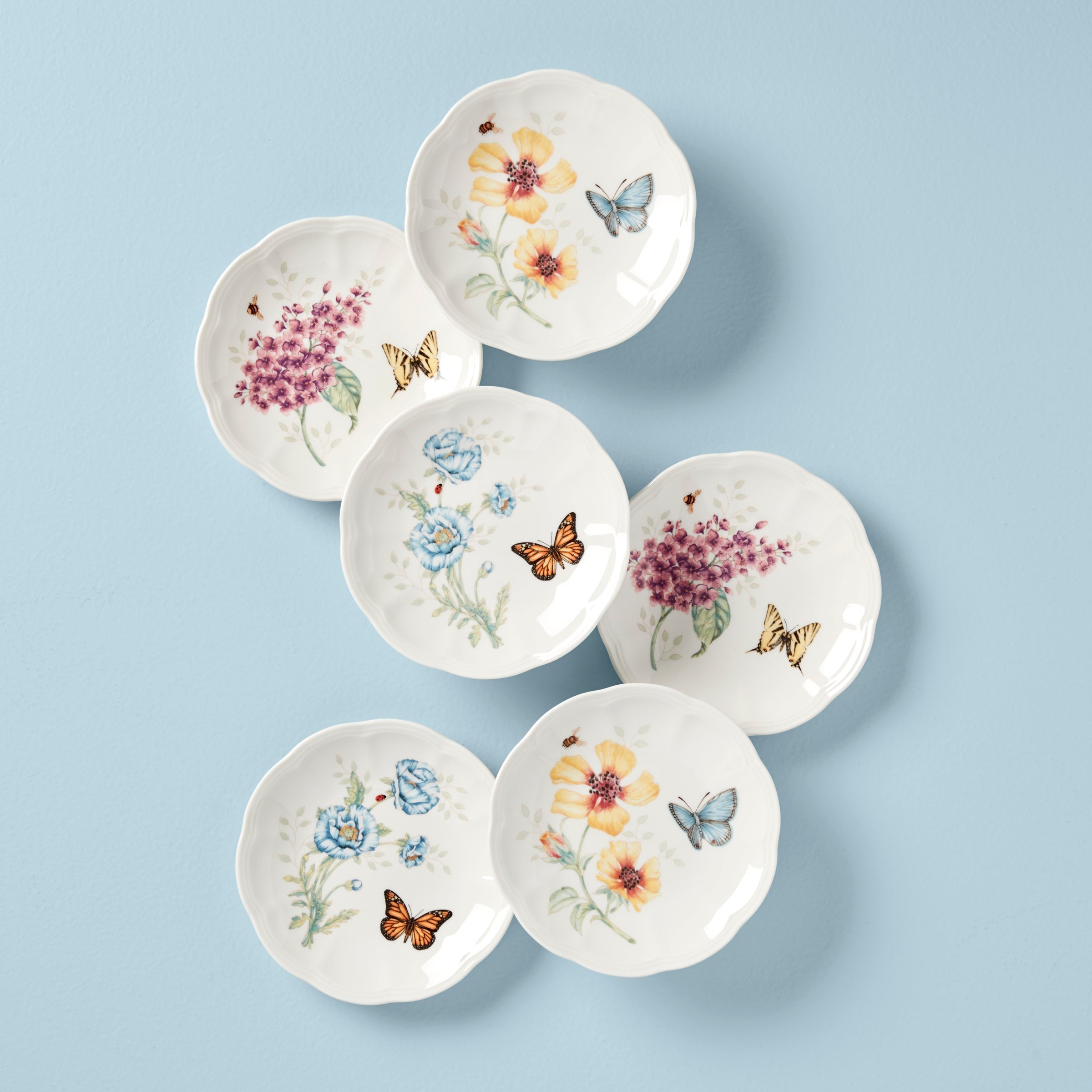 Butterfly Meadow 6 Piece Tidbit Plate Set