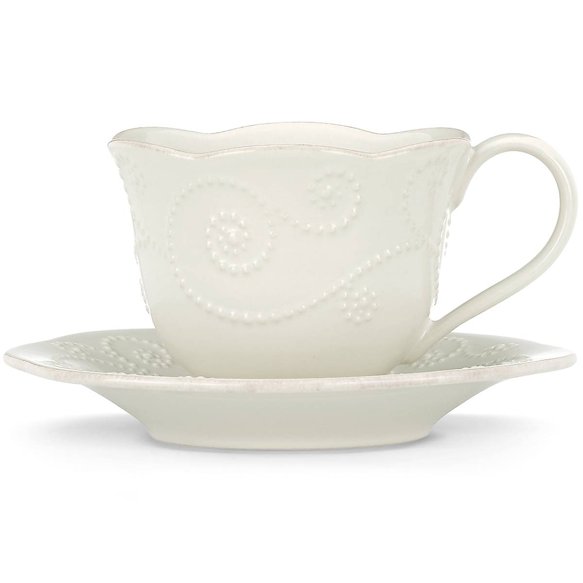 Alternative view of French Perle White Cup and Saucer