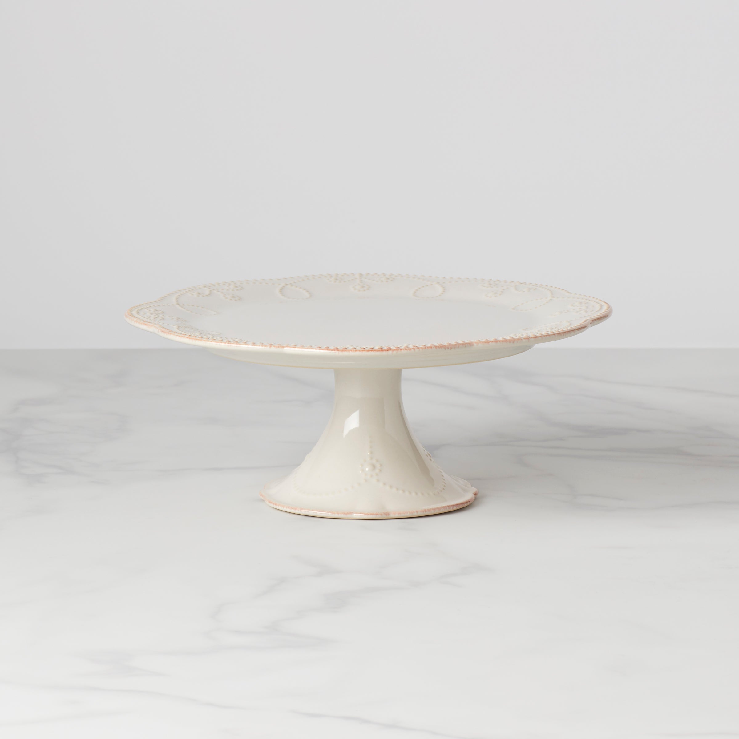 French Perle White Pedestal Cake Plate