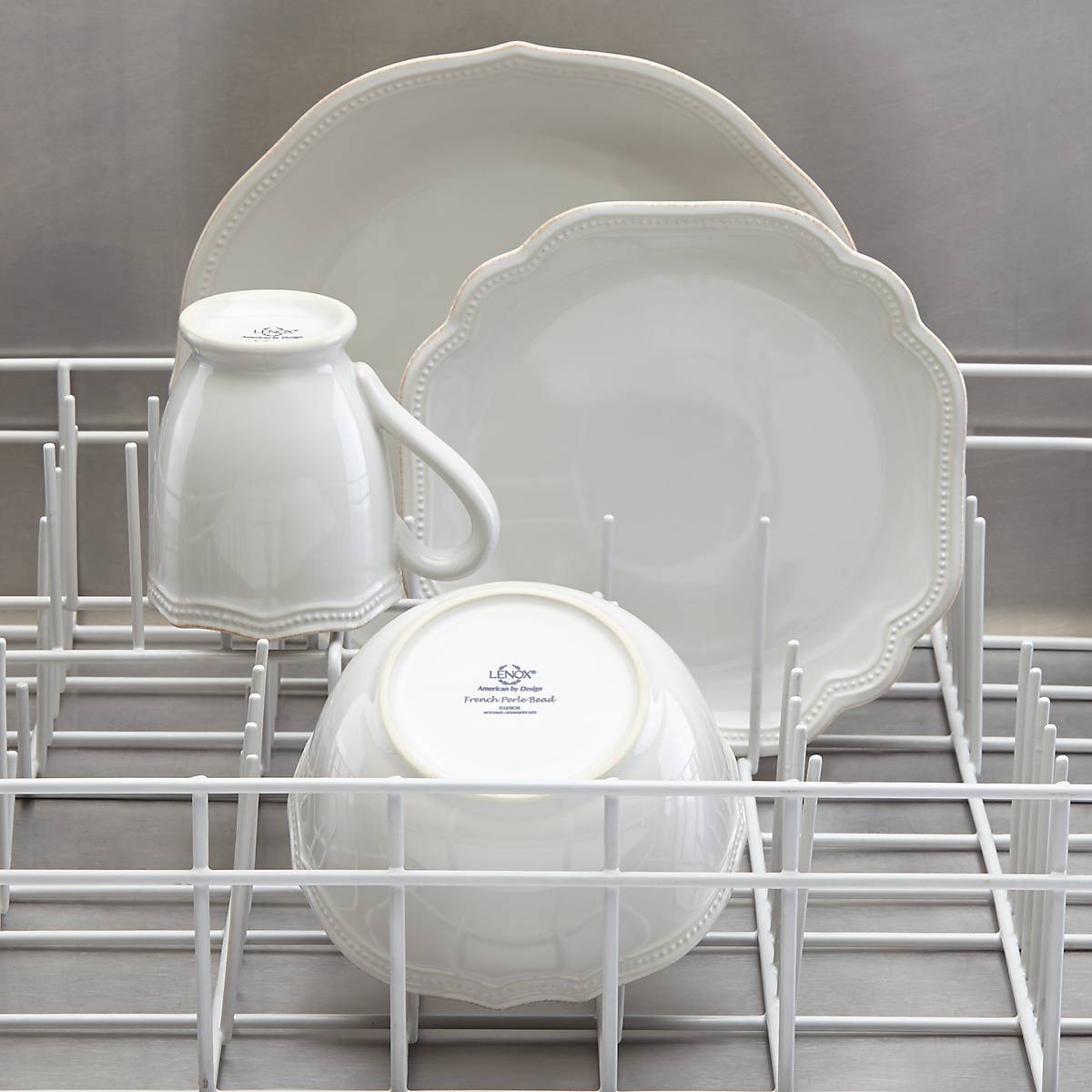 French Perle Bead White 4 Piece Place Setting - Image 3