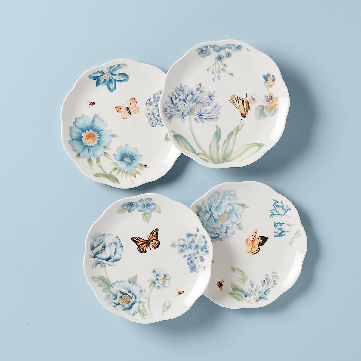 Butterfly Meadow Blue Dessert Plates Set of 4