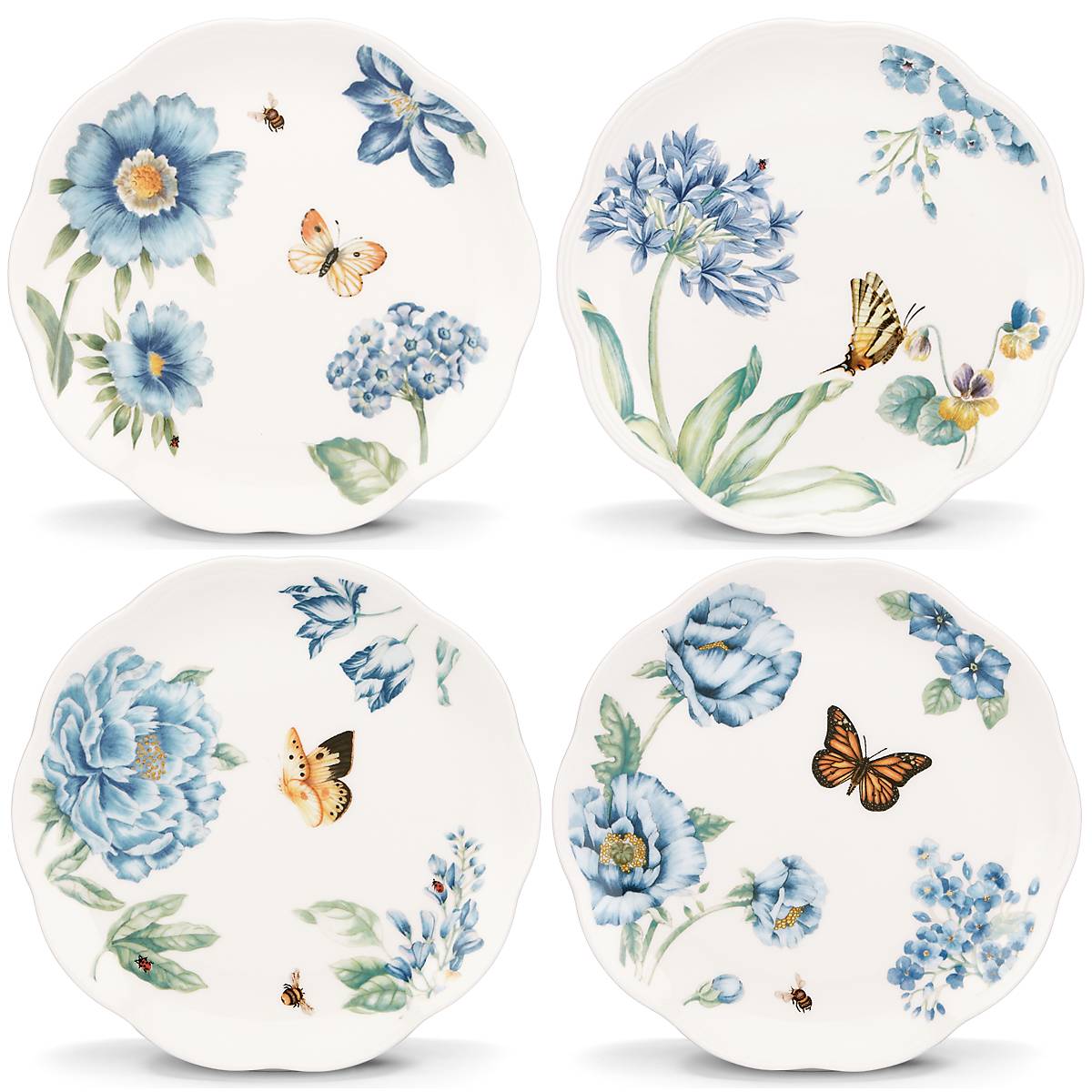 Alternative view of Butterfly Meadow Blue Dessert Plates   Set of 4