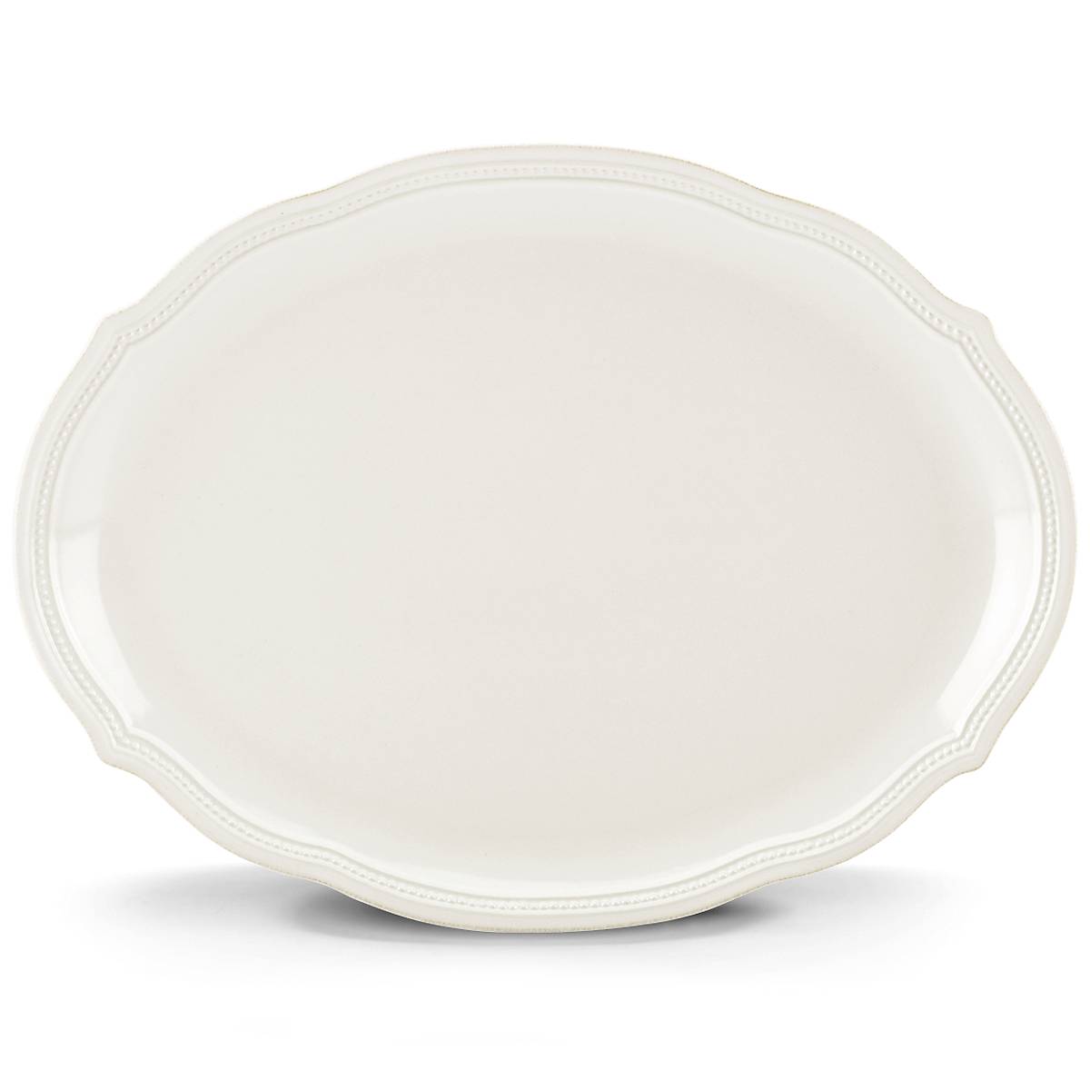 Alternative view of French Perle Bead White Oval Platter