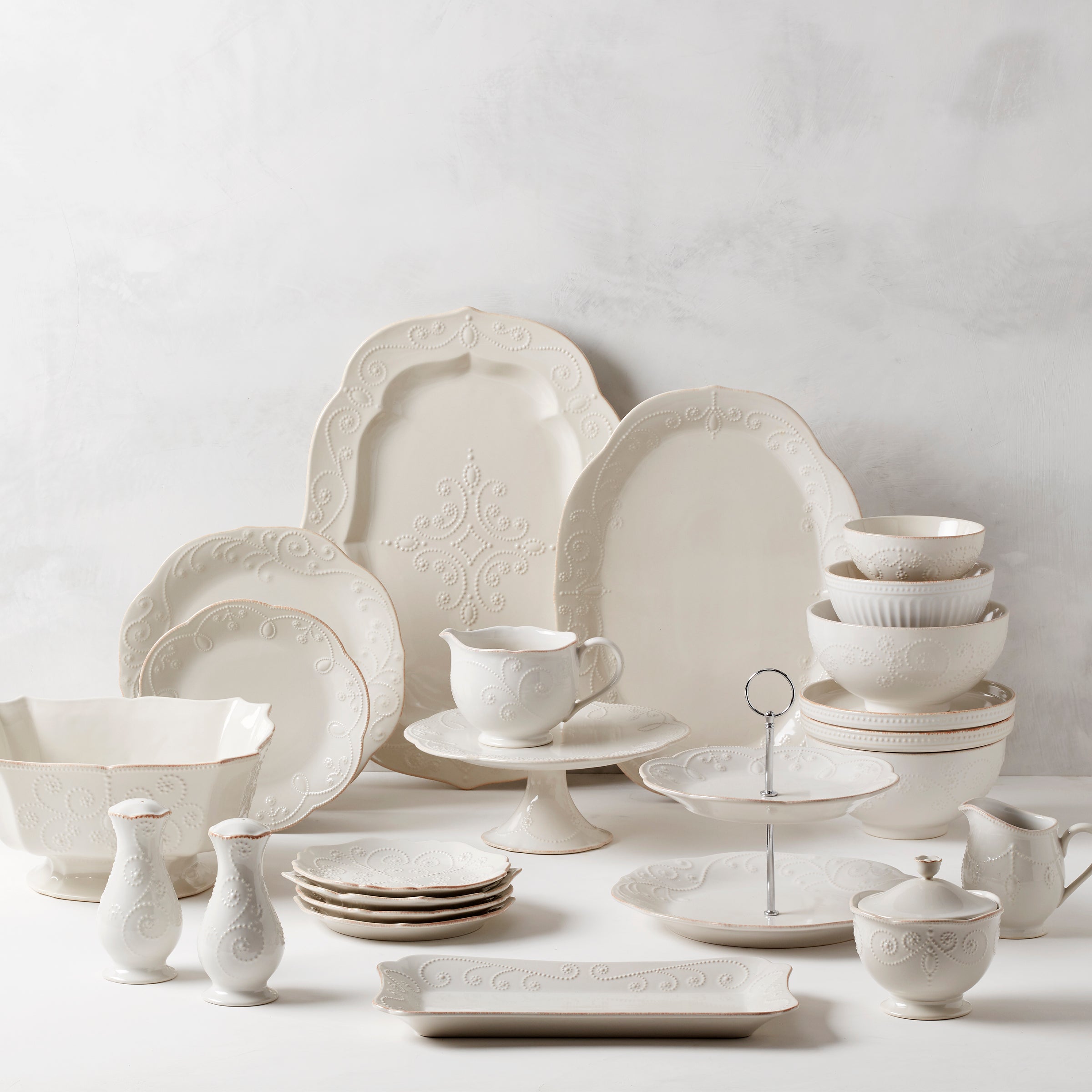 Alternative view of French Perle White Oval Serving Platter