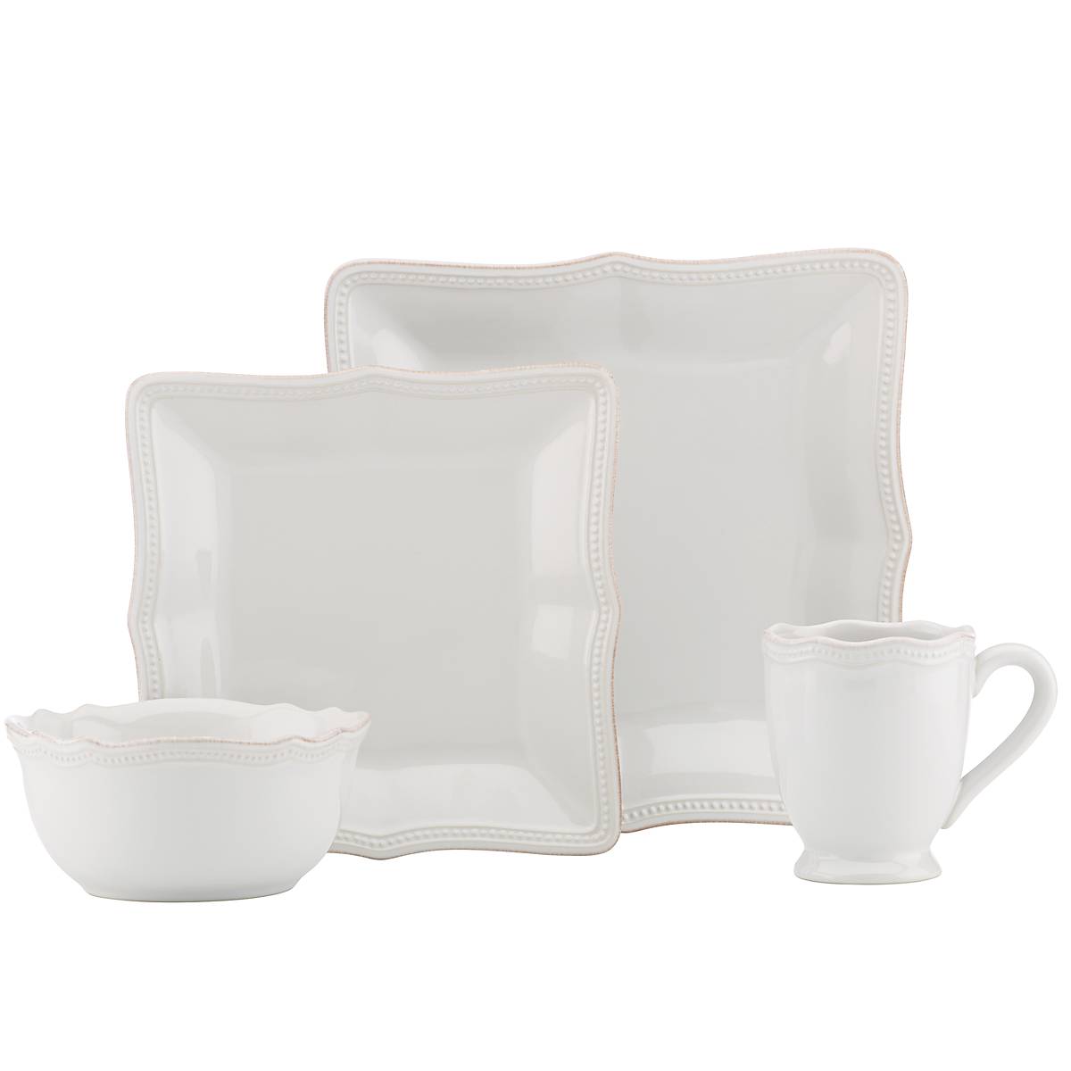 French Perle Bead White 4 Piece Place Setting - Image 3