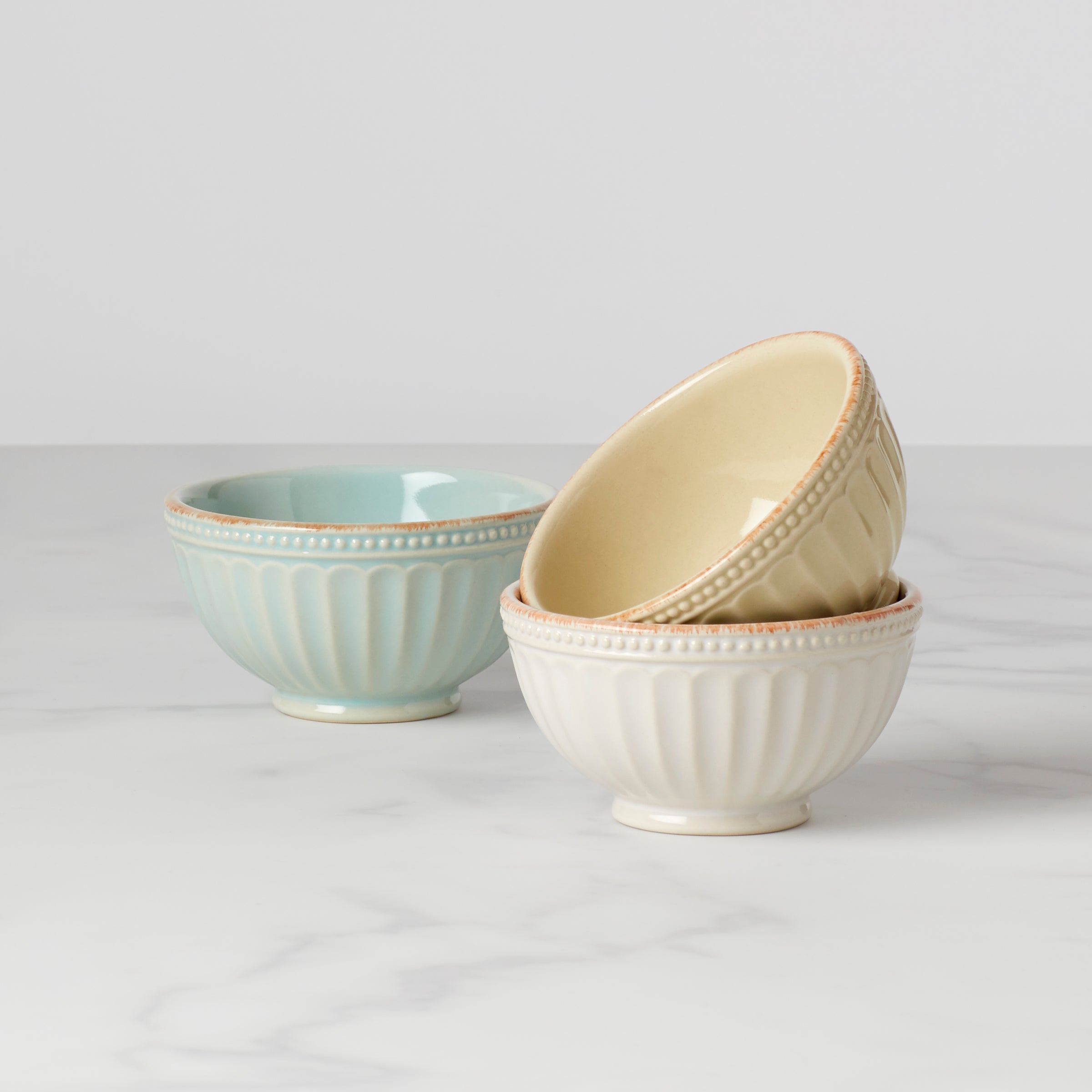 French Perle Groove Assorted Mini 3 Piece Bowl Set