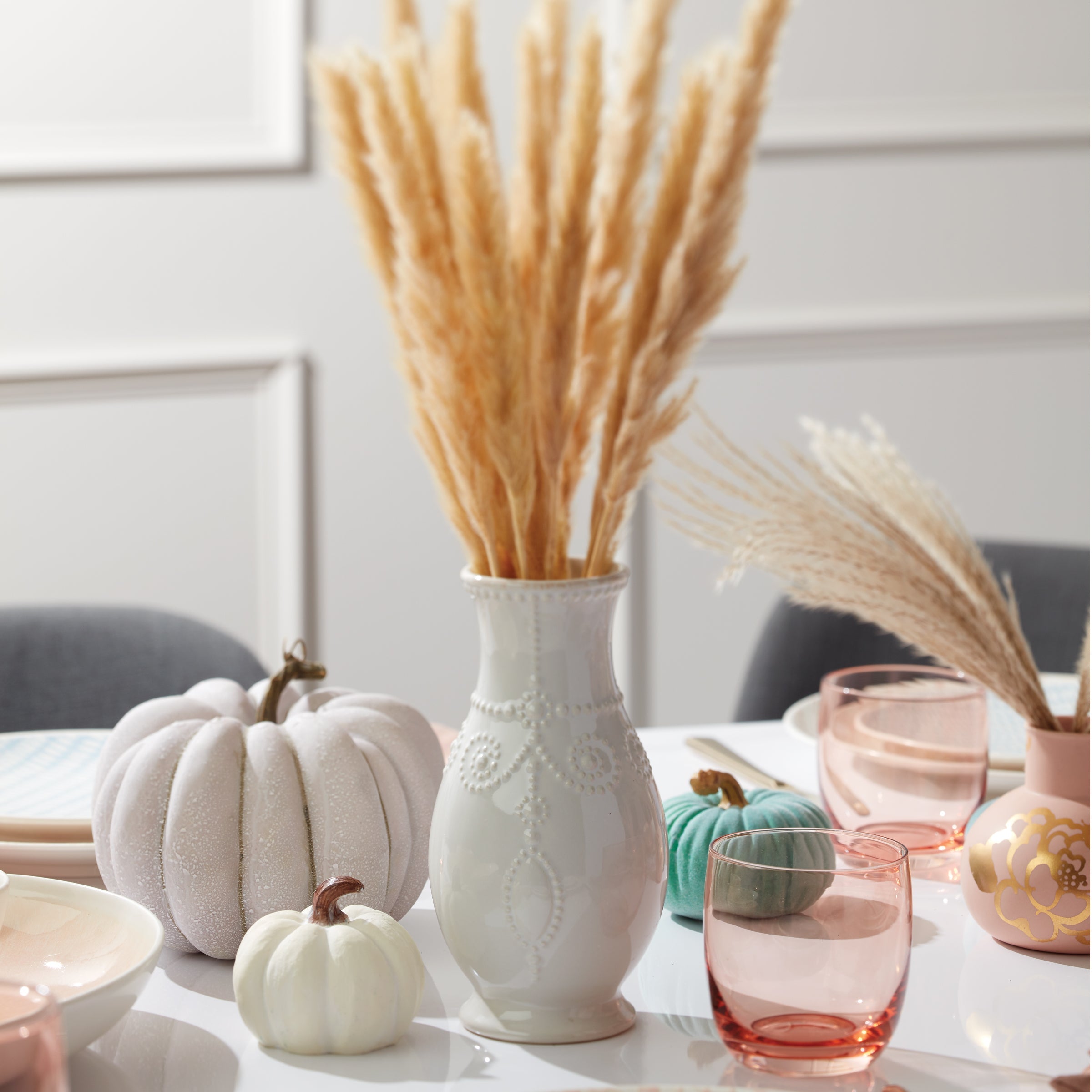 Alternative view of French Perle White Fluted Vase