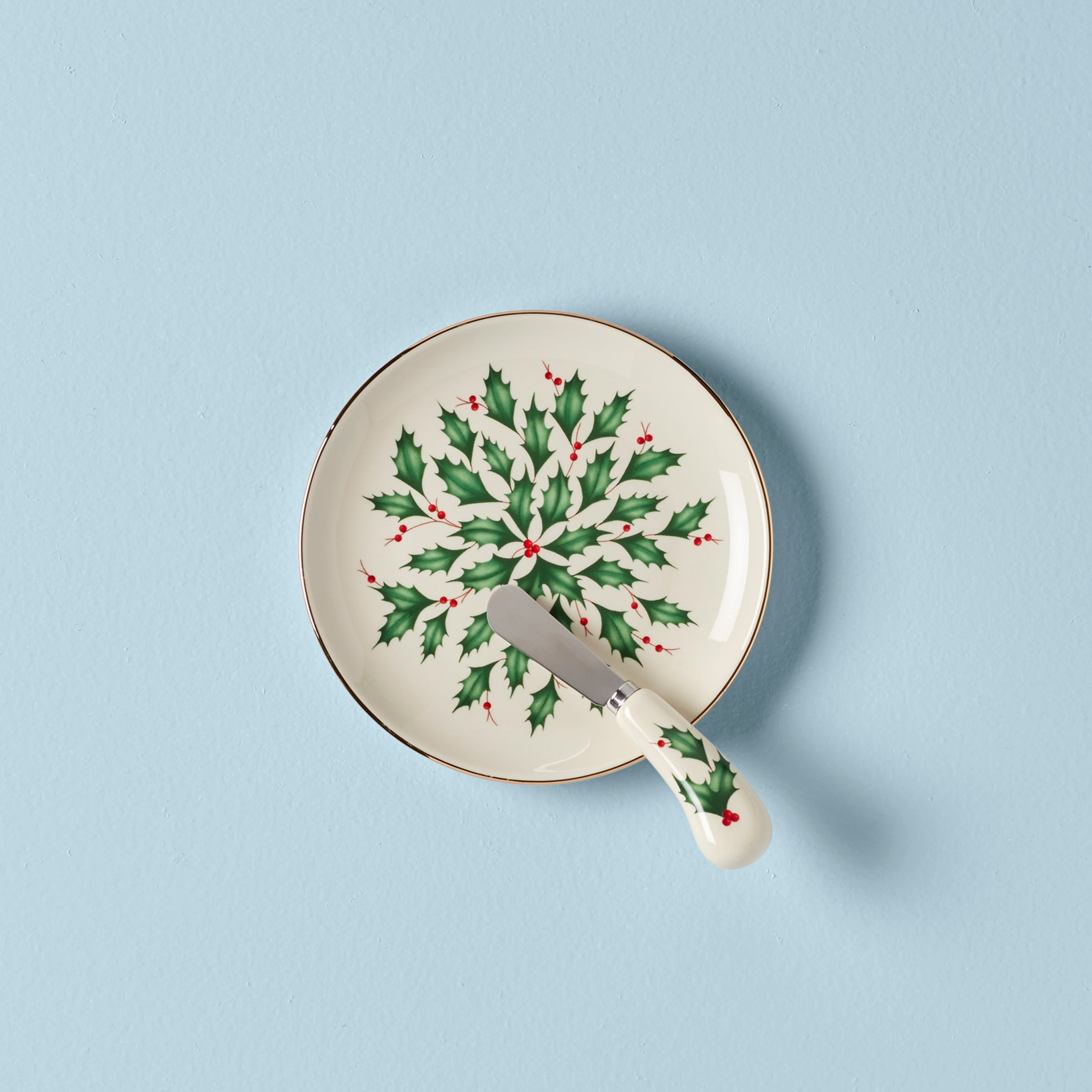 Holiday Cheese Plate & Knife Set