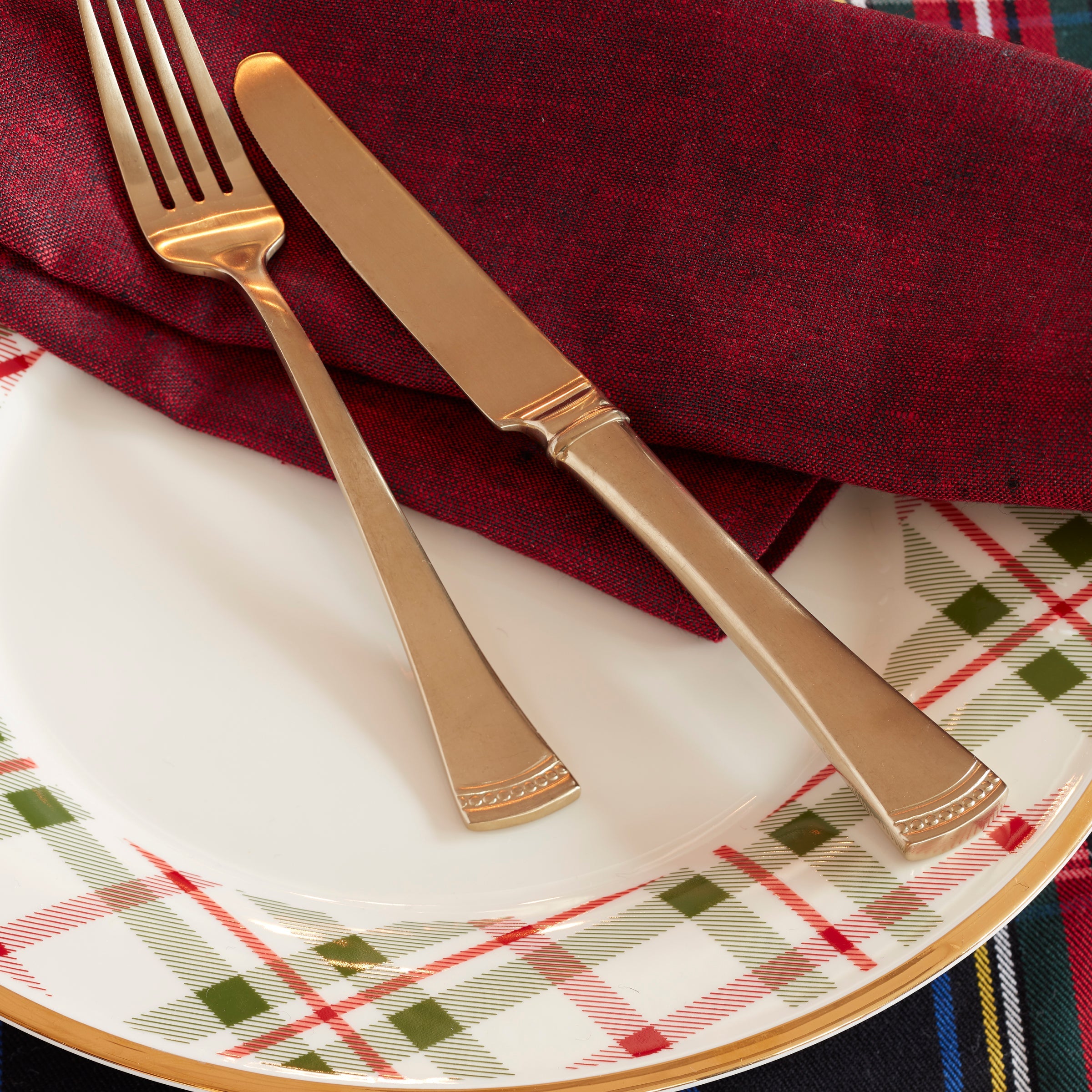 Holiday Plaid Dinner Plates Set of 4 - Image 5
