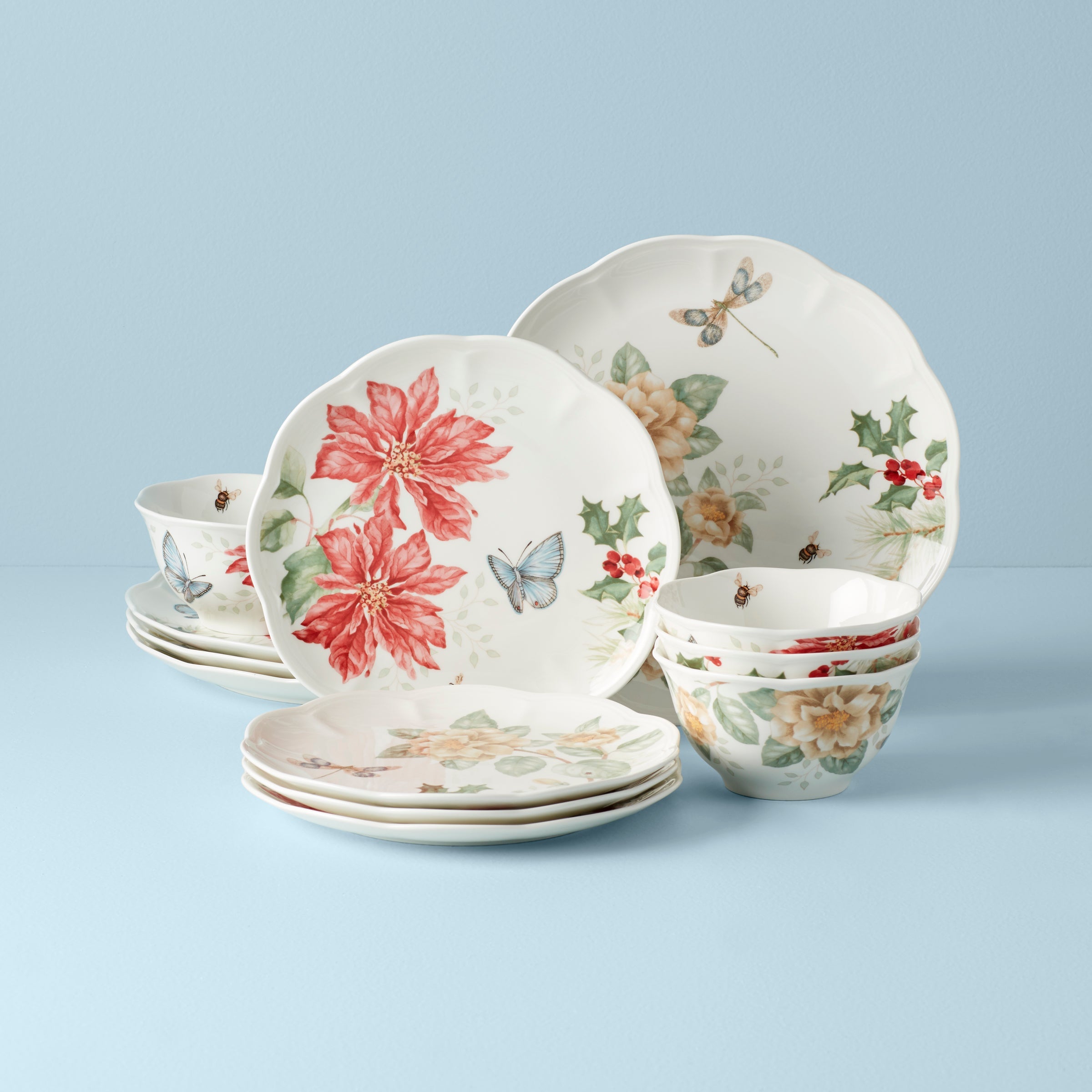 Butterfly Meadow Holiday 12 Piece Dinnerware Set