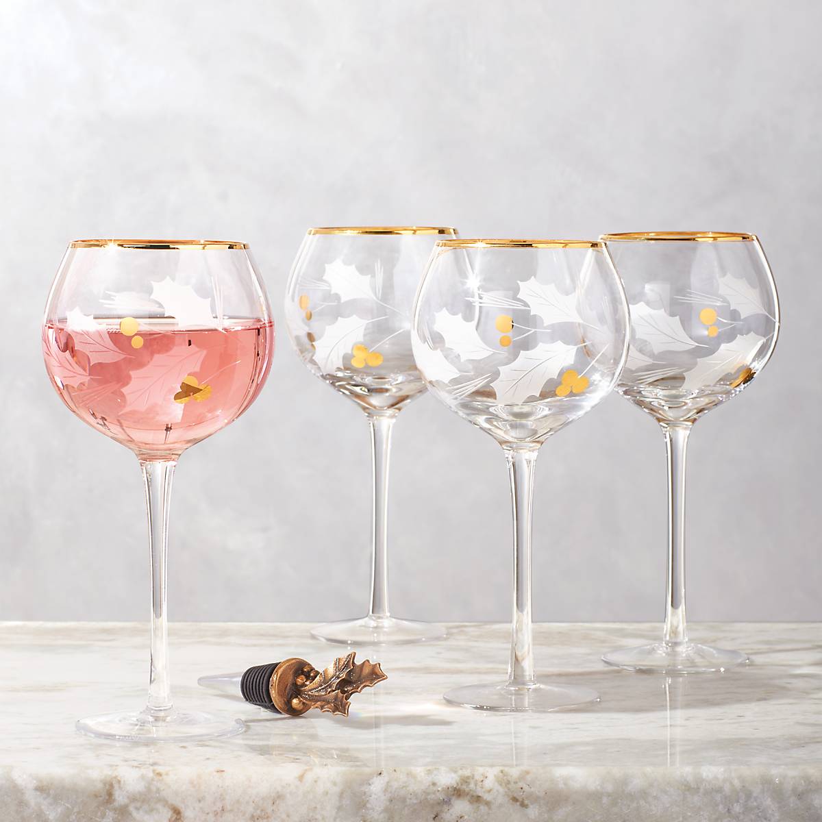 Holiday Gold Balloon Glasses Set Of 4 - Image 4
