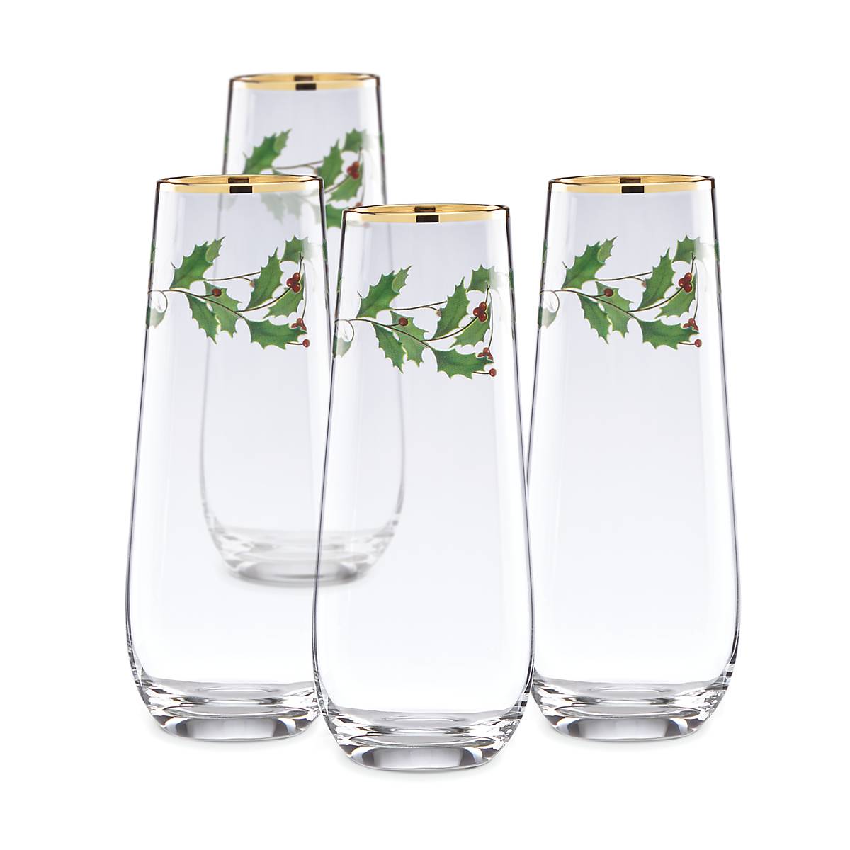 Alternative view of Holiday Stemless Flute Glasses   Set Of 4