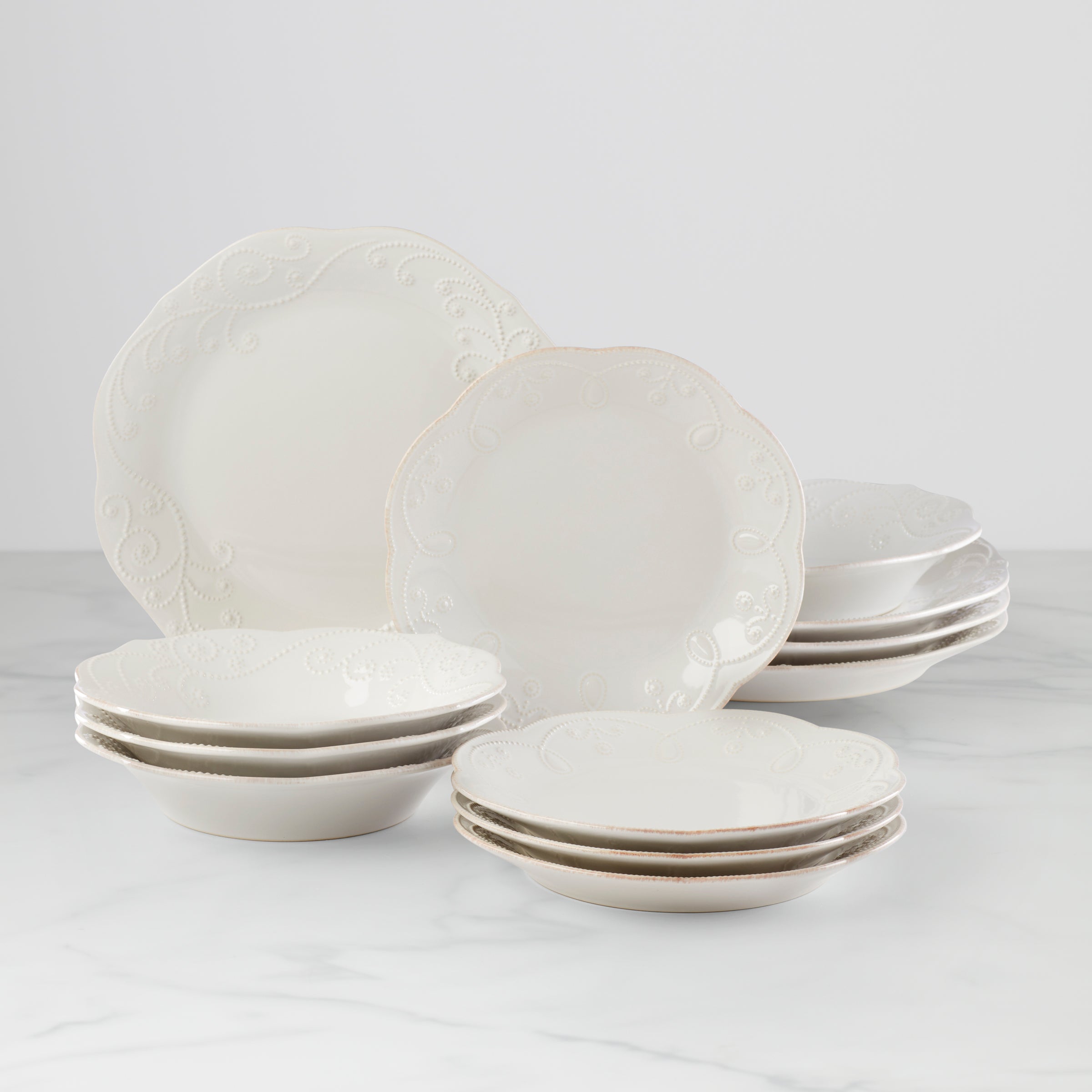 French Perle 12 Piece Dinnerware Set