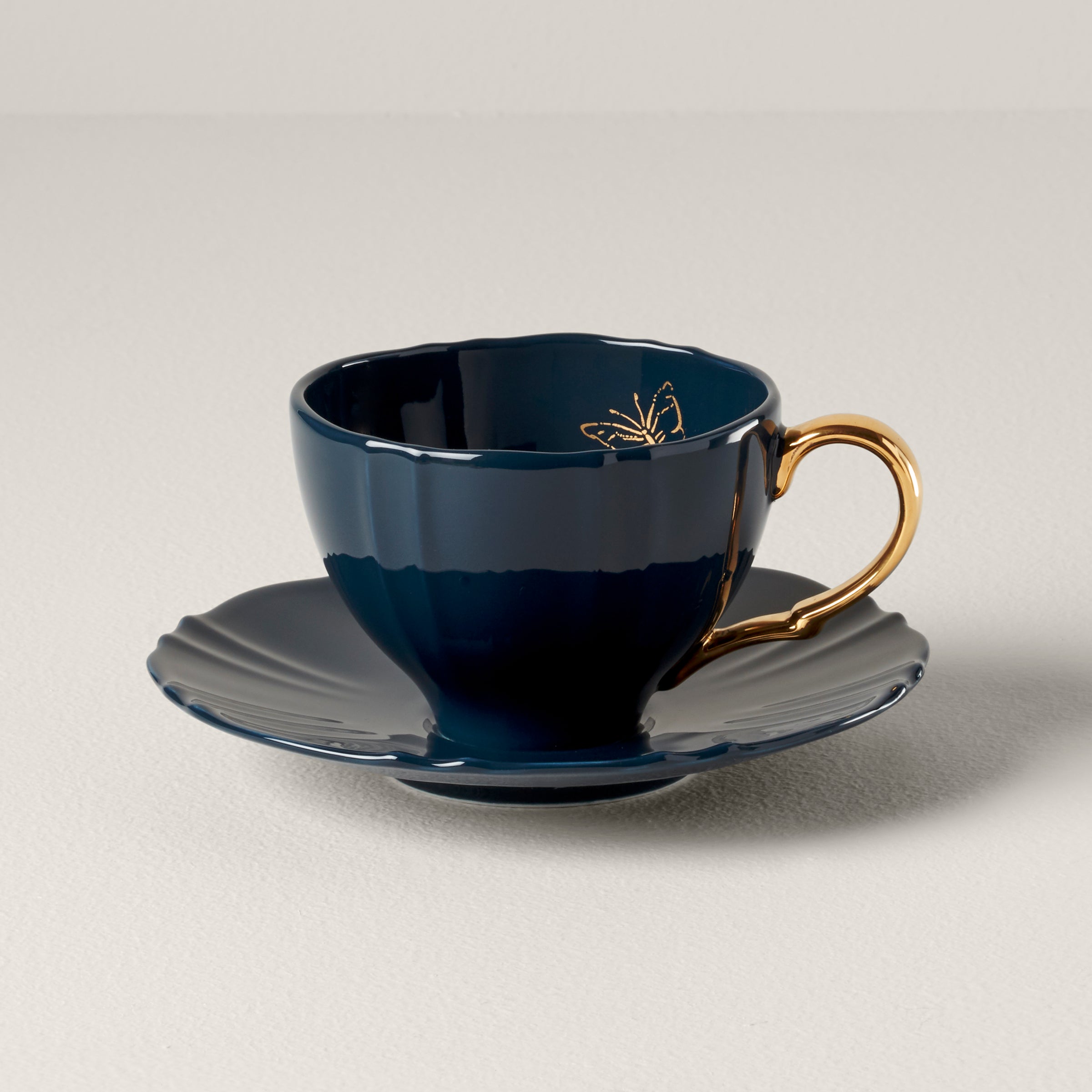 Sprig & Vine Teacup & Saucer Navy