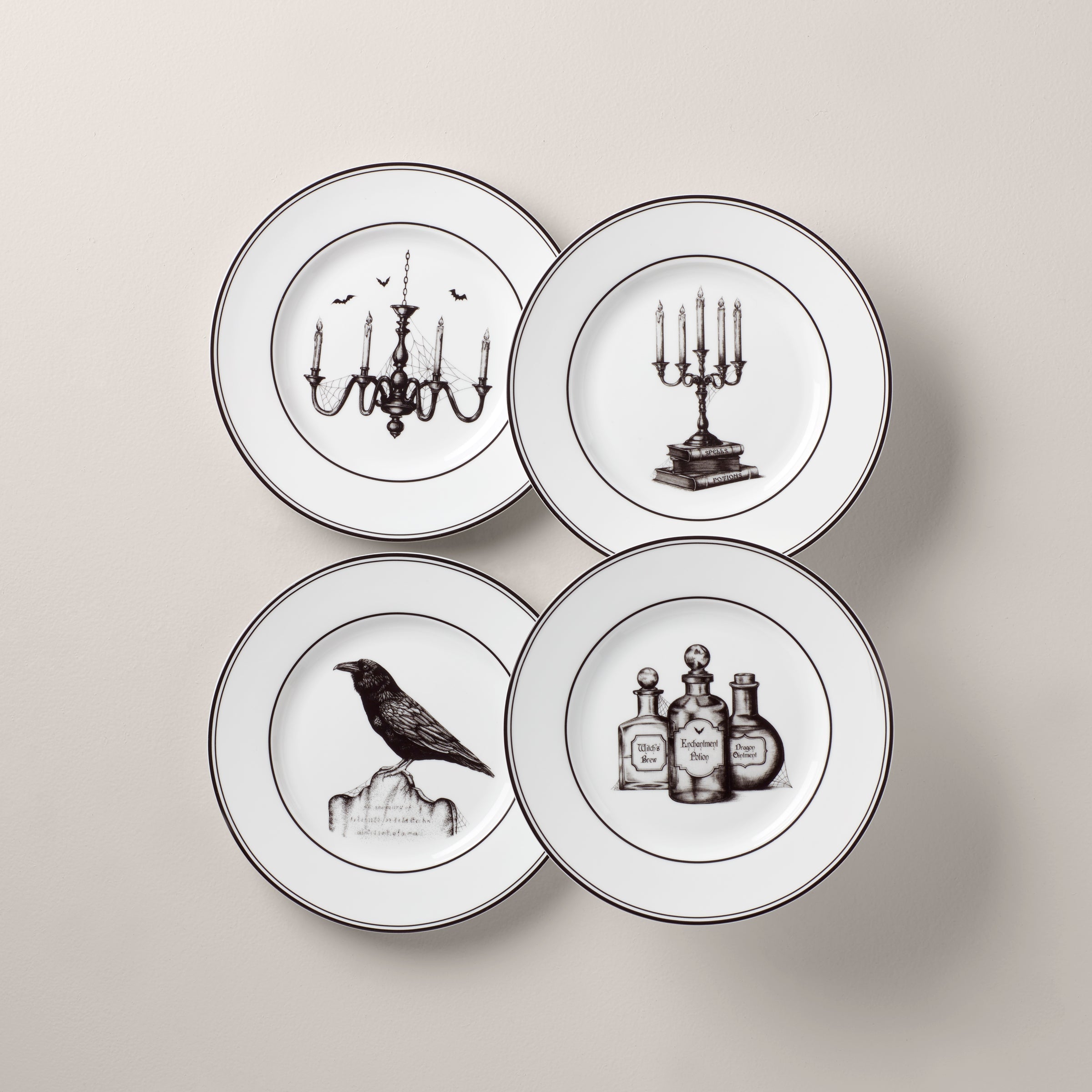 Vintage Halloween Dessert Plates Set of 4