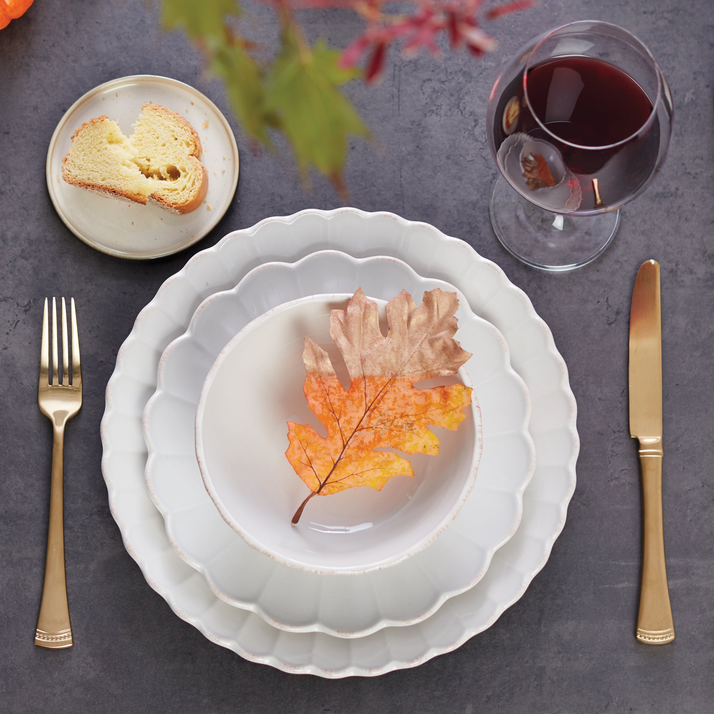 French Perle Scallop White 24 Piece Dinnerware Set - Image 3