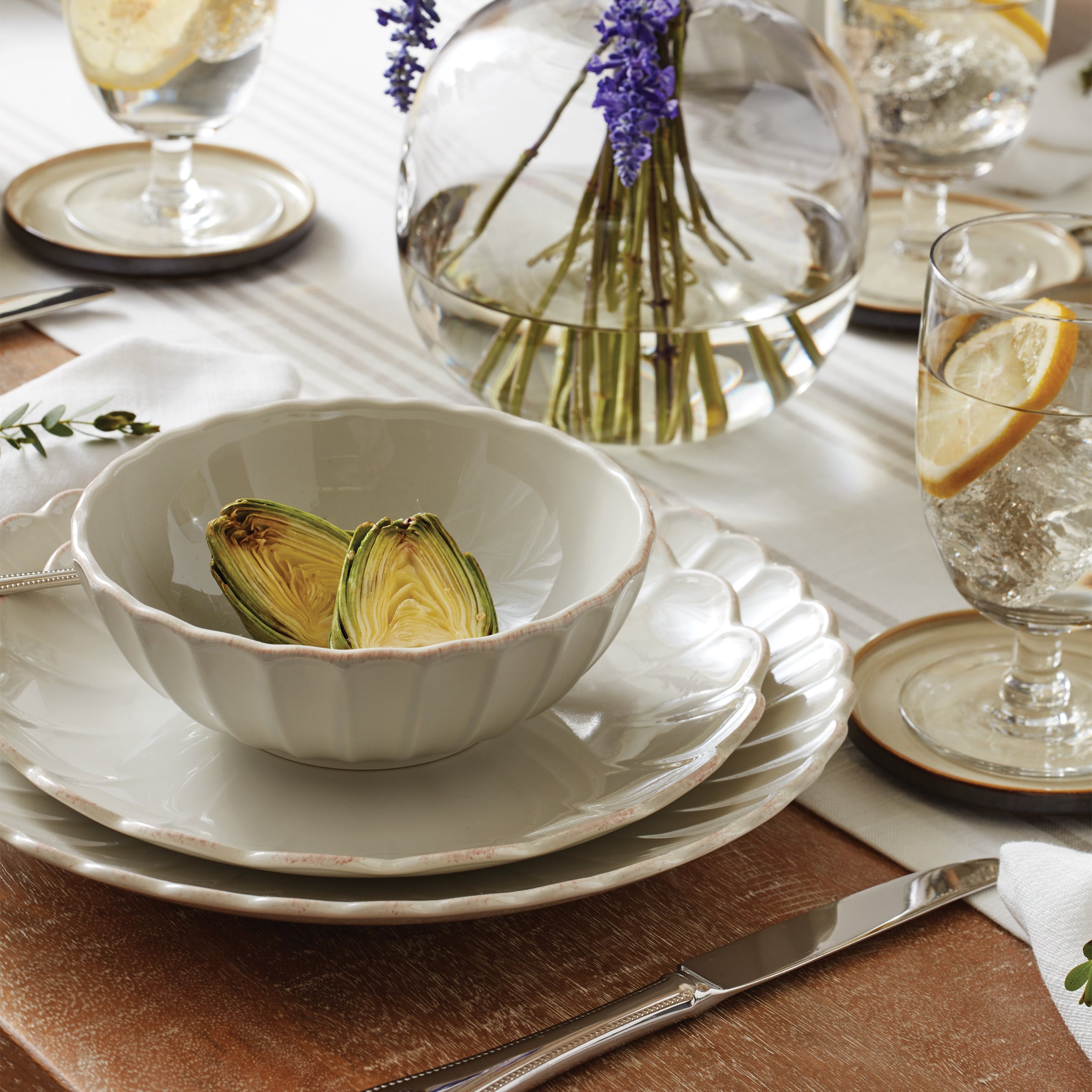 French Perle Scallop White 24 Piece Dinnerware Set - Image 5