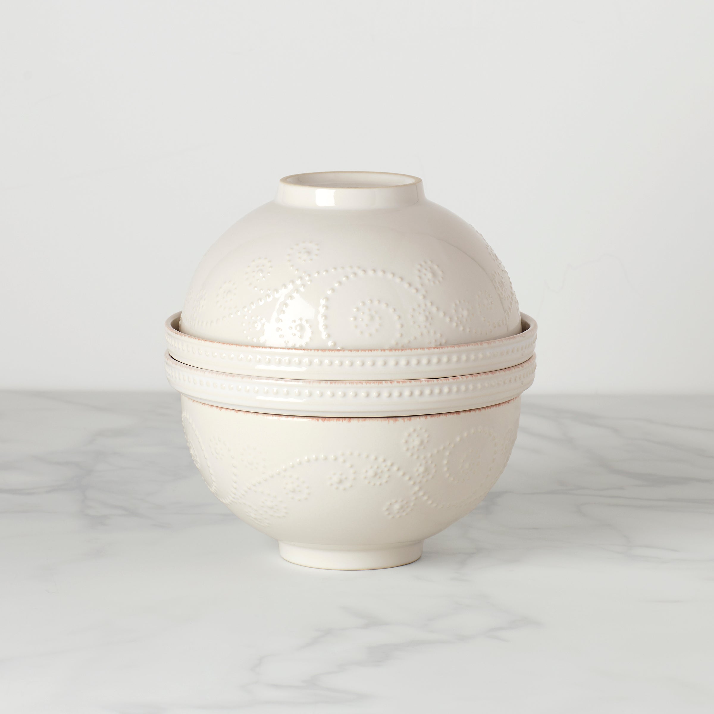 French Perle Luna 8 Piece Nesting Dinnerware Set