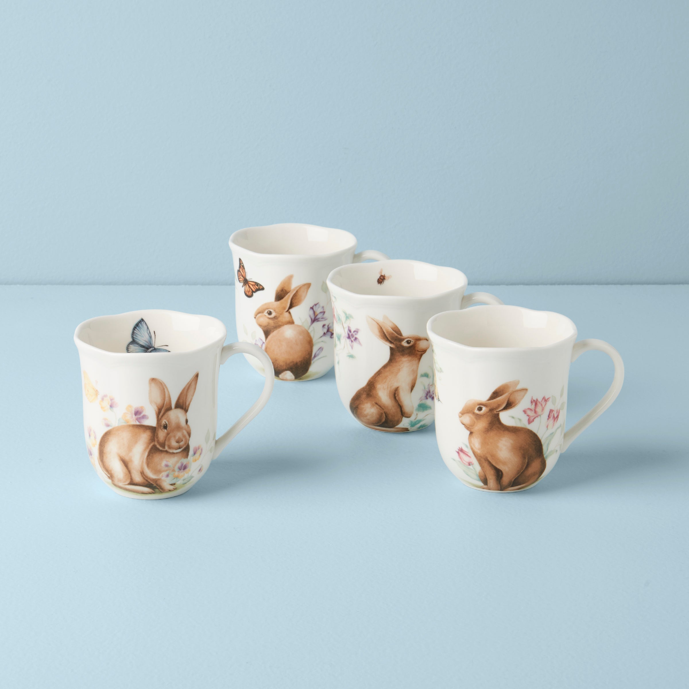 Butterfly Meadow Bunny Mugs Set of 4