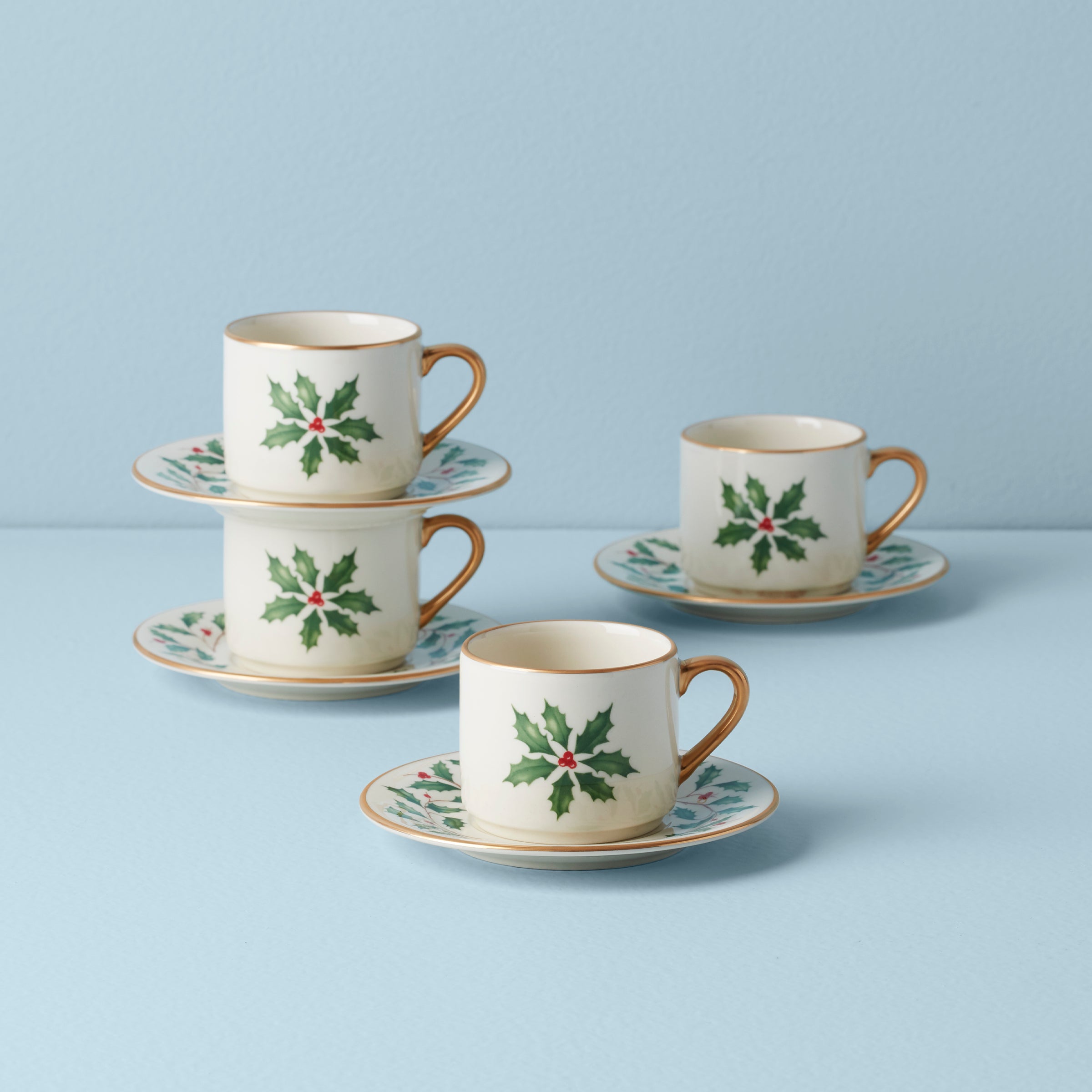 Holiday Espresso Cup & Saucer   Set of 4