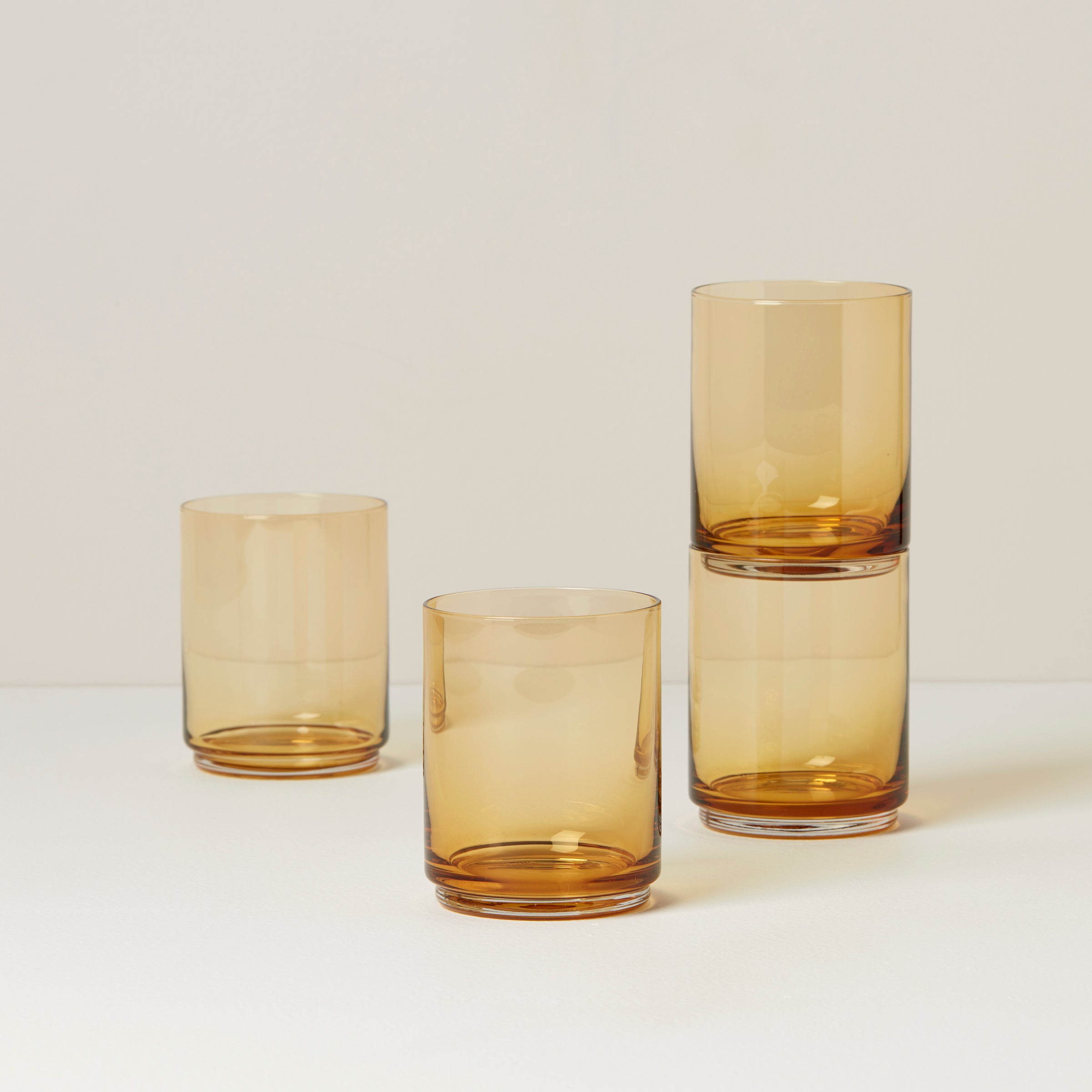 Tuscany Classics Stackable Amber Tall Glasses   Set Of 4