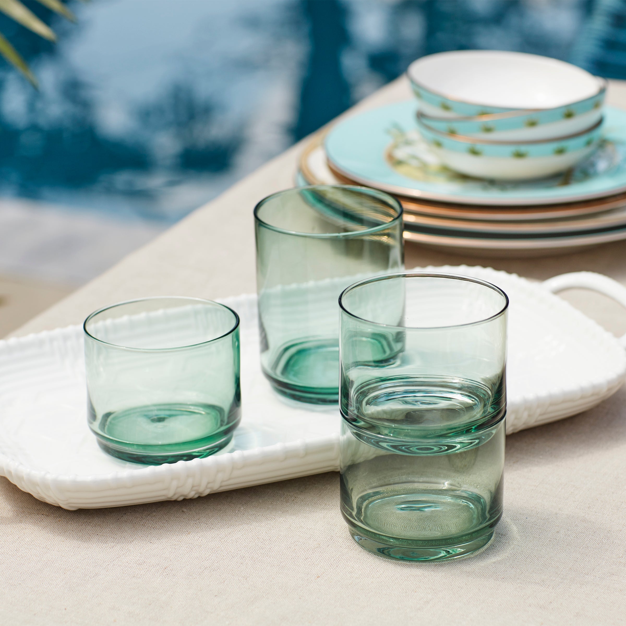 Tuscany Classics Stackable Green Short Glasses Set Of 4 - Image 3