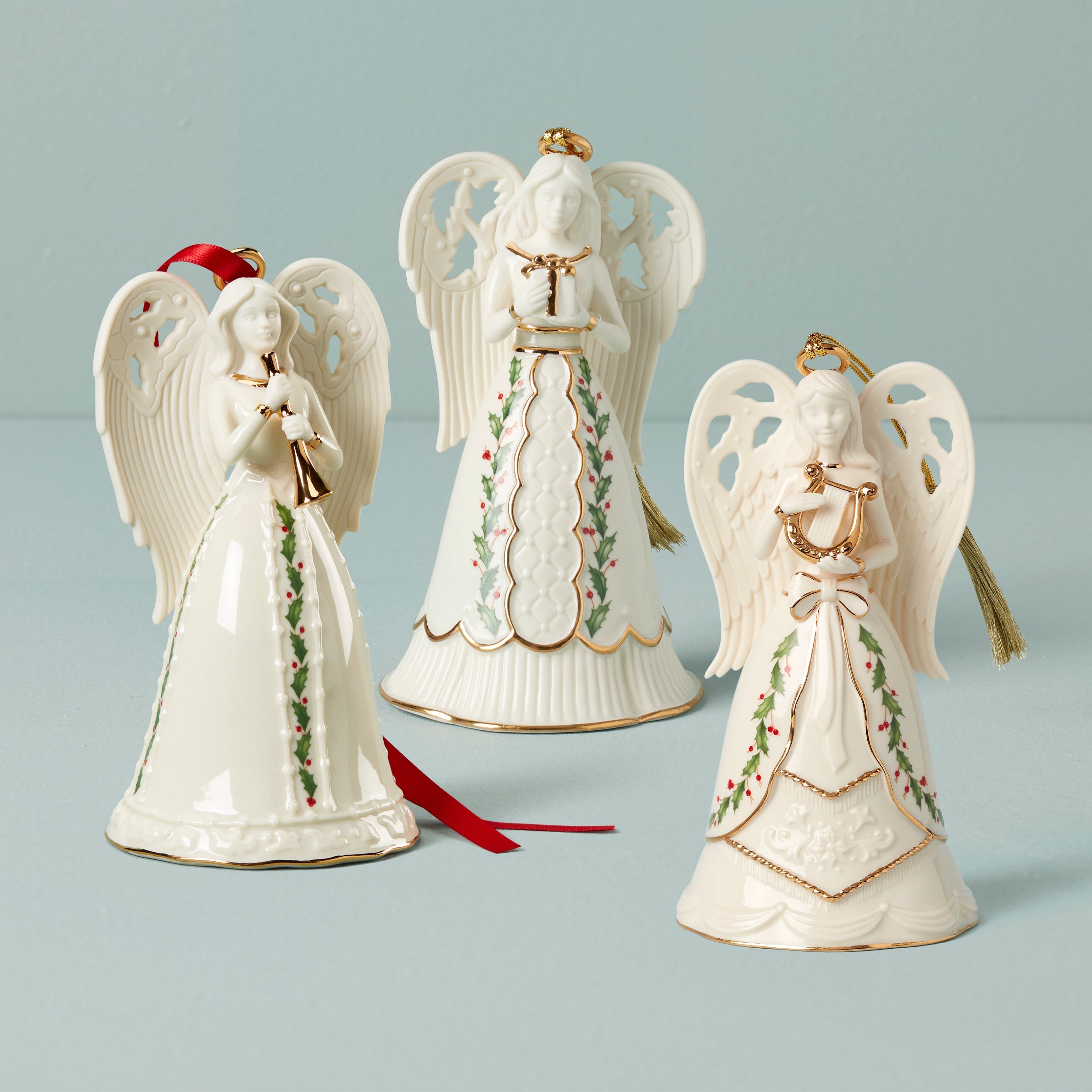 Holiday Angel Bell Ornaments   Set Of 3