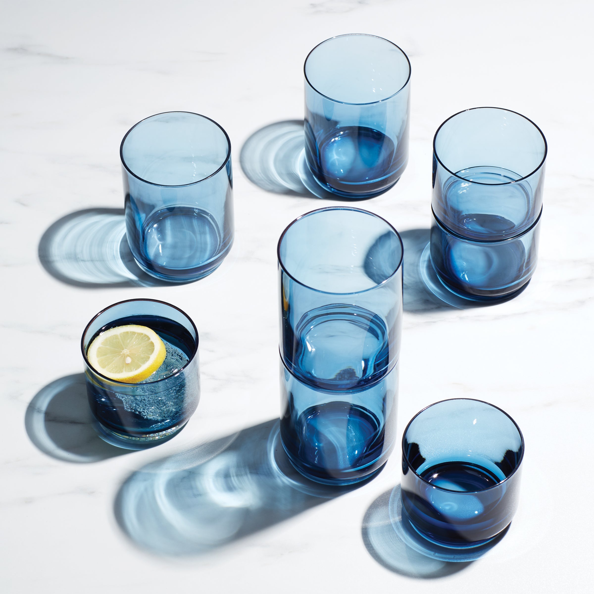Alternative view of Tuscany Classics Stackable Blue Short Glasses   Set Of 4