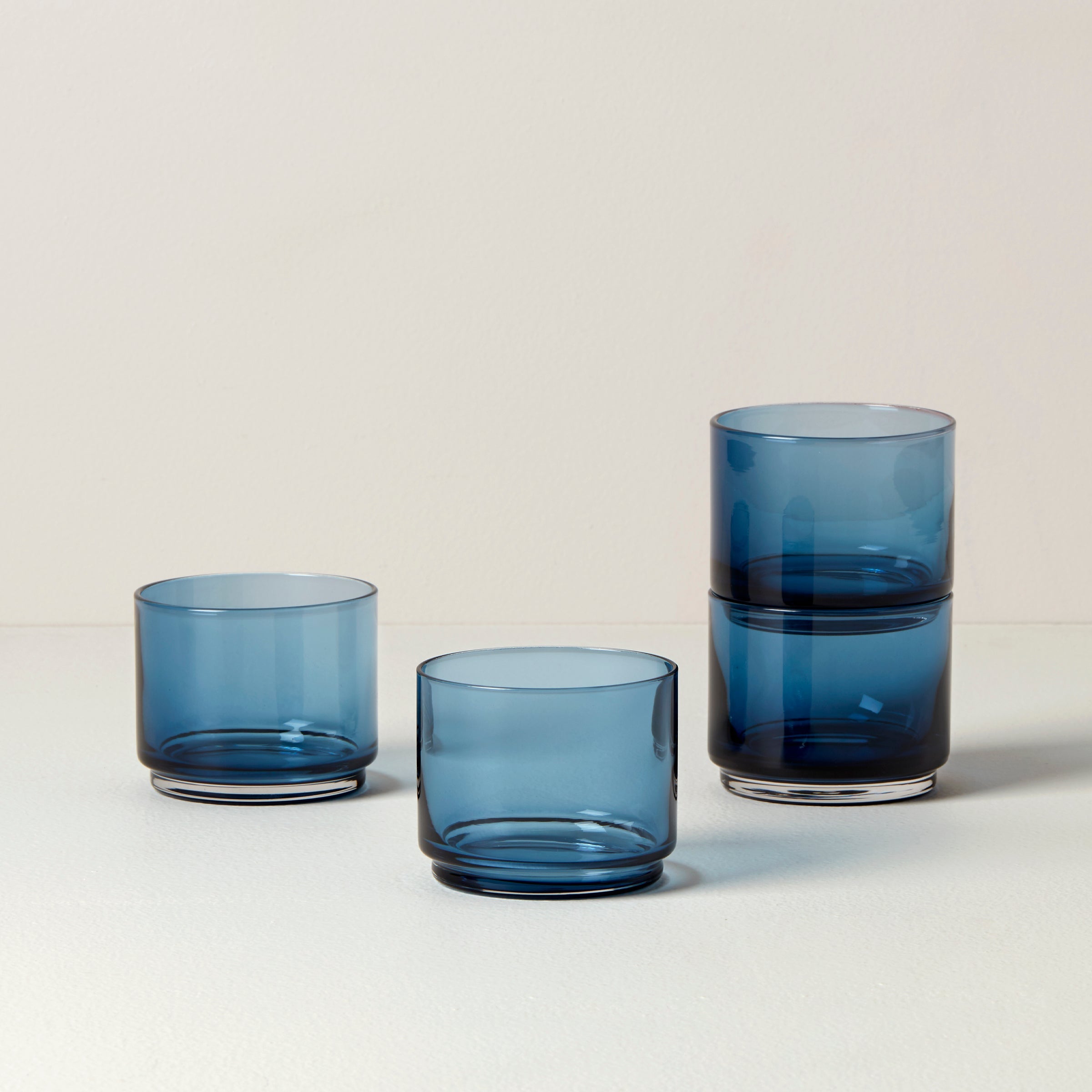 Tuscany Classics Stackable Blue Short Glasses   Set Of 4