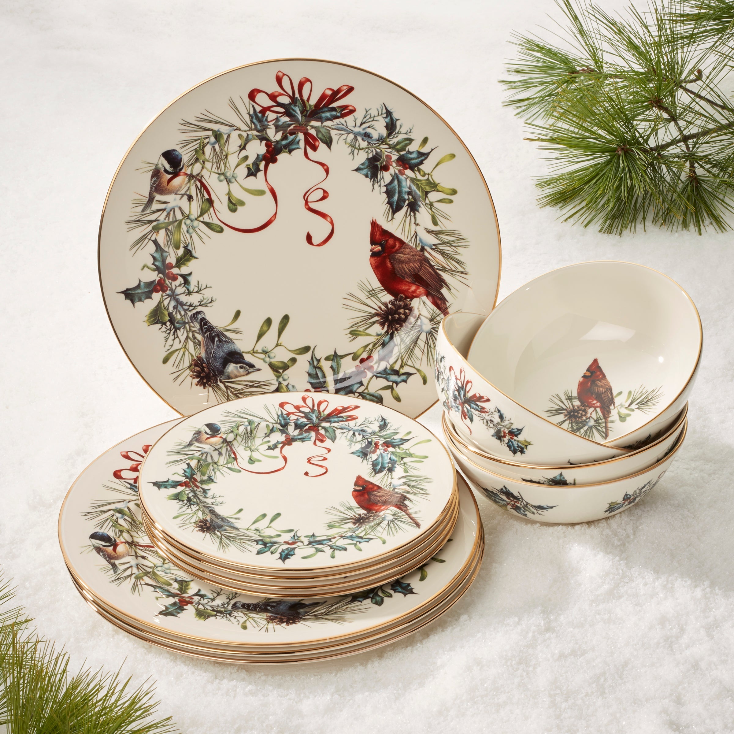 Winter Greetings 12 Piece Dinnerware Set - Image 5
