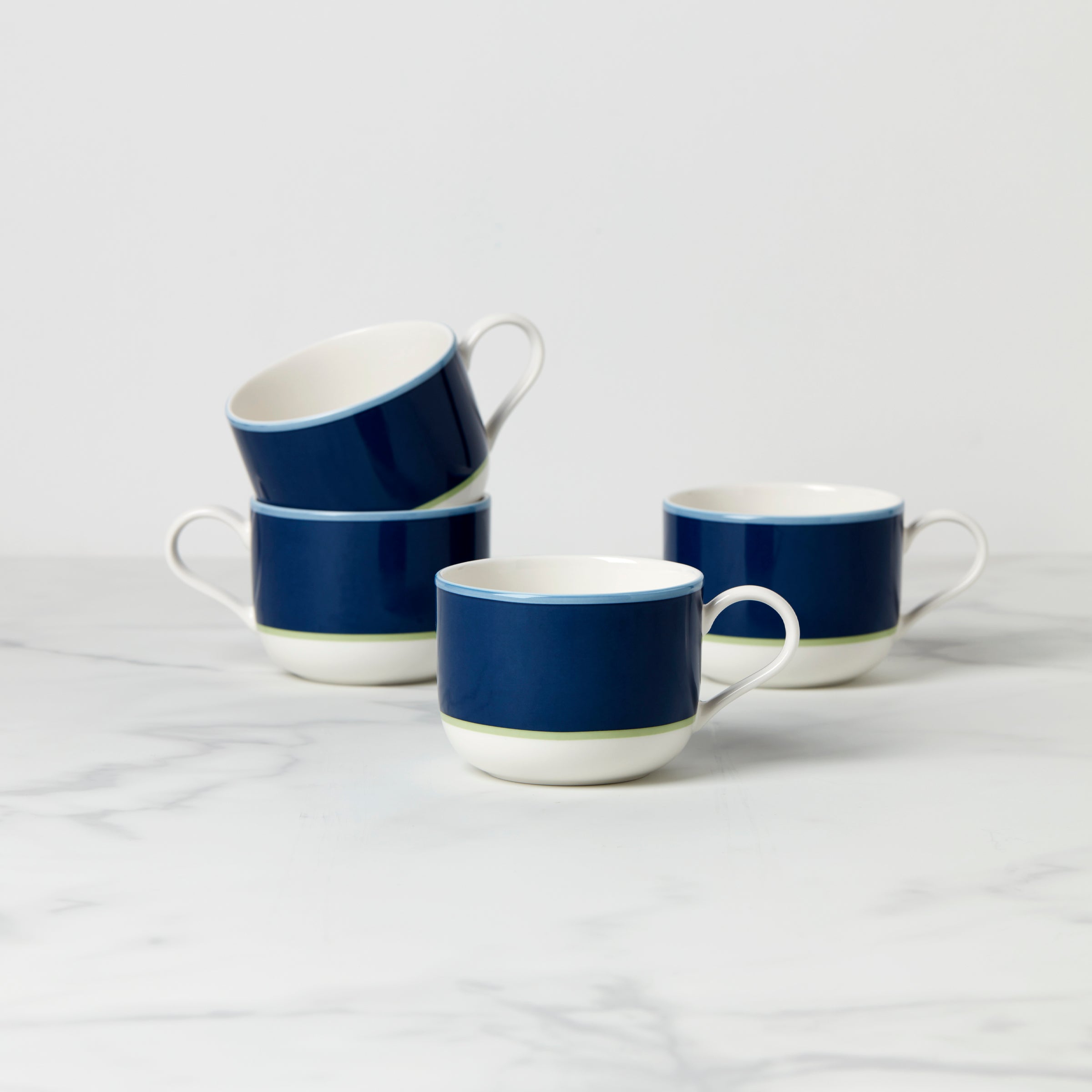 Make It Pop Mugs   Set of 4   Navy/Green