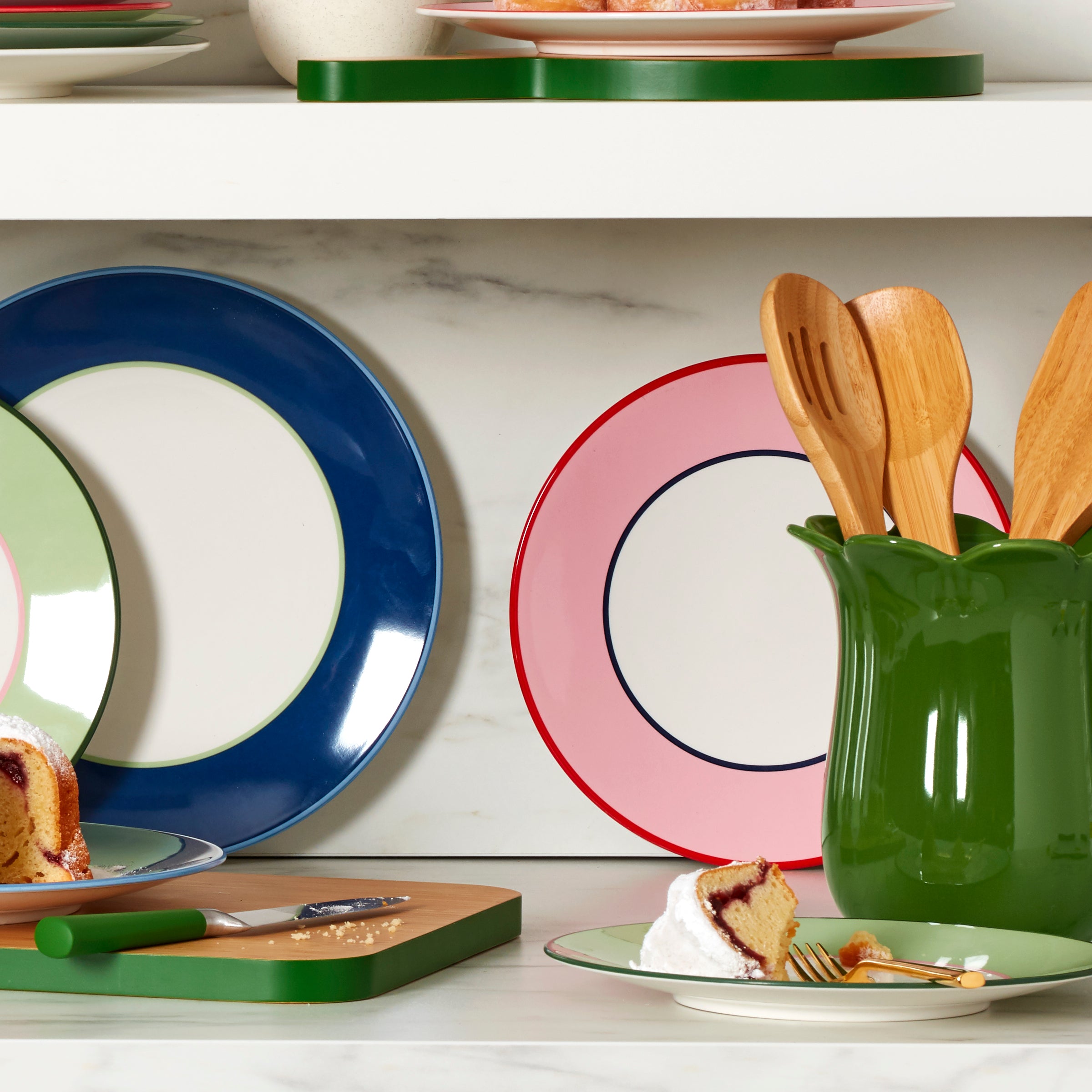 Alternative view of Make It Pop Dinner Plates   Set of 4   Navy/Green