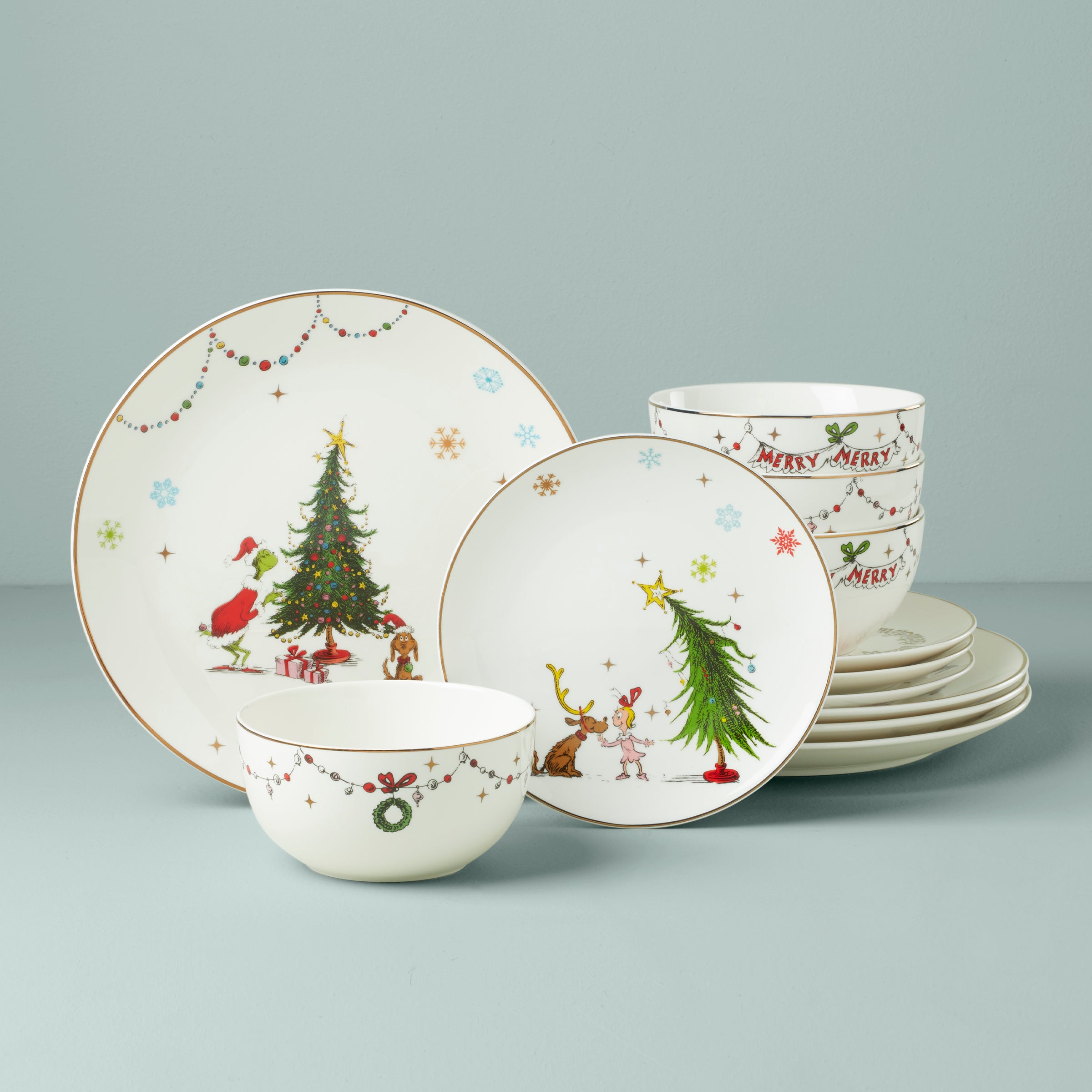 Merry Grinchmas 12 Piece Dinnerware Set