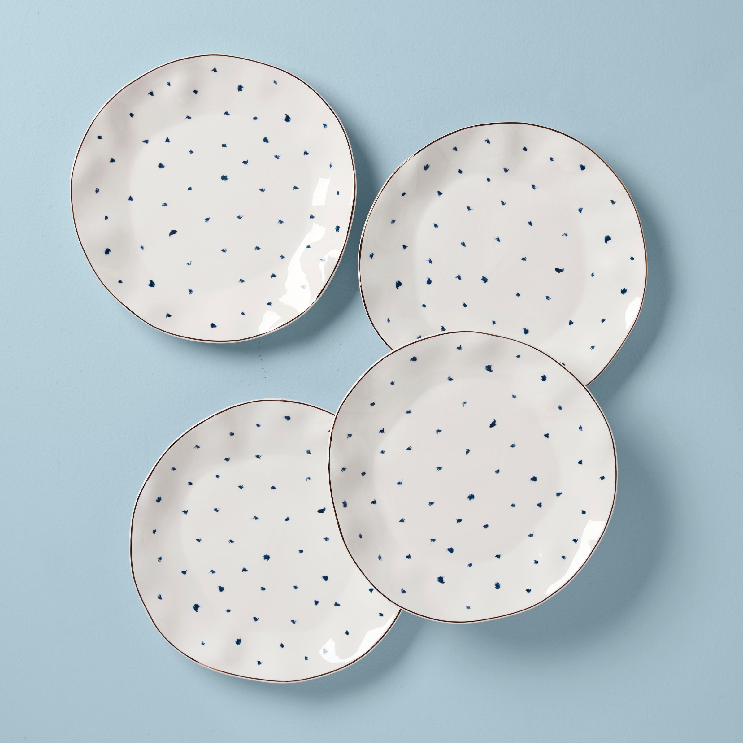 Blue Bay Dots Dinner Plates   Set of 4