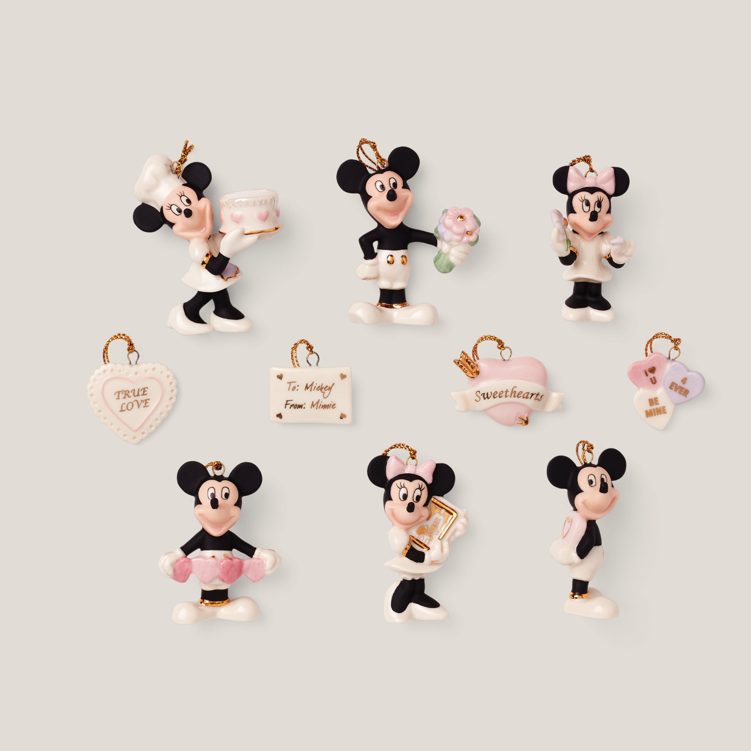 Disney Romantic Moments 10 Piece Mini Ornament Set