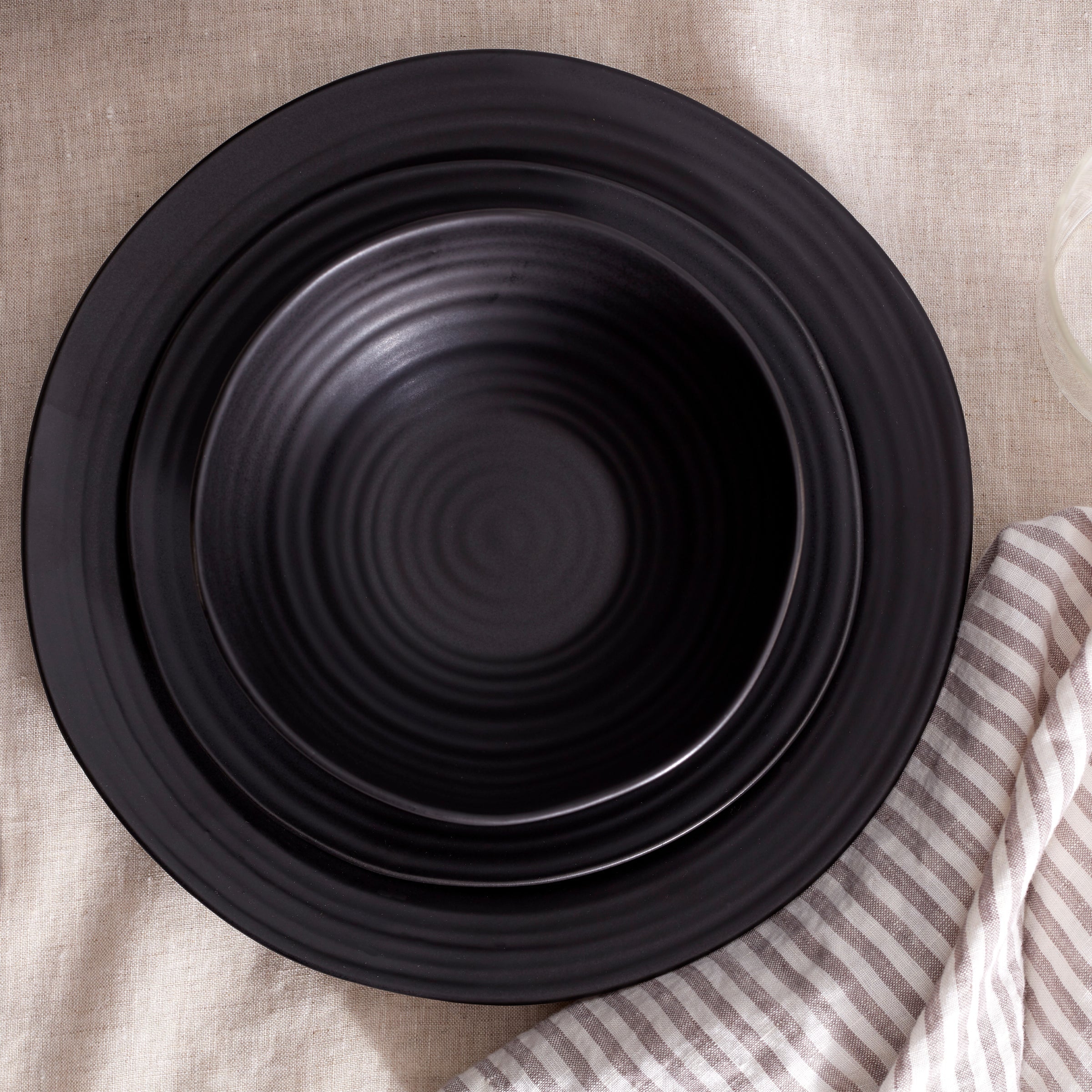 Ridge Black 12 Piece Dinnerware Set - Image 4