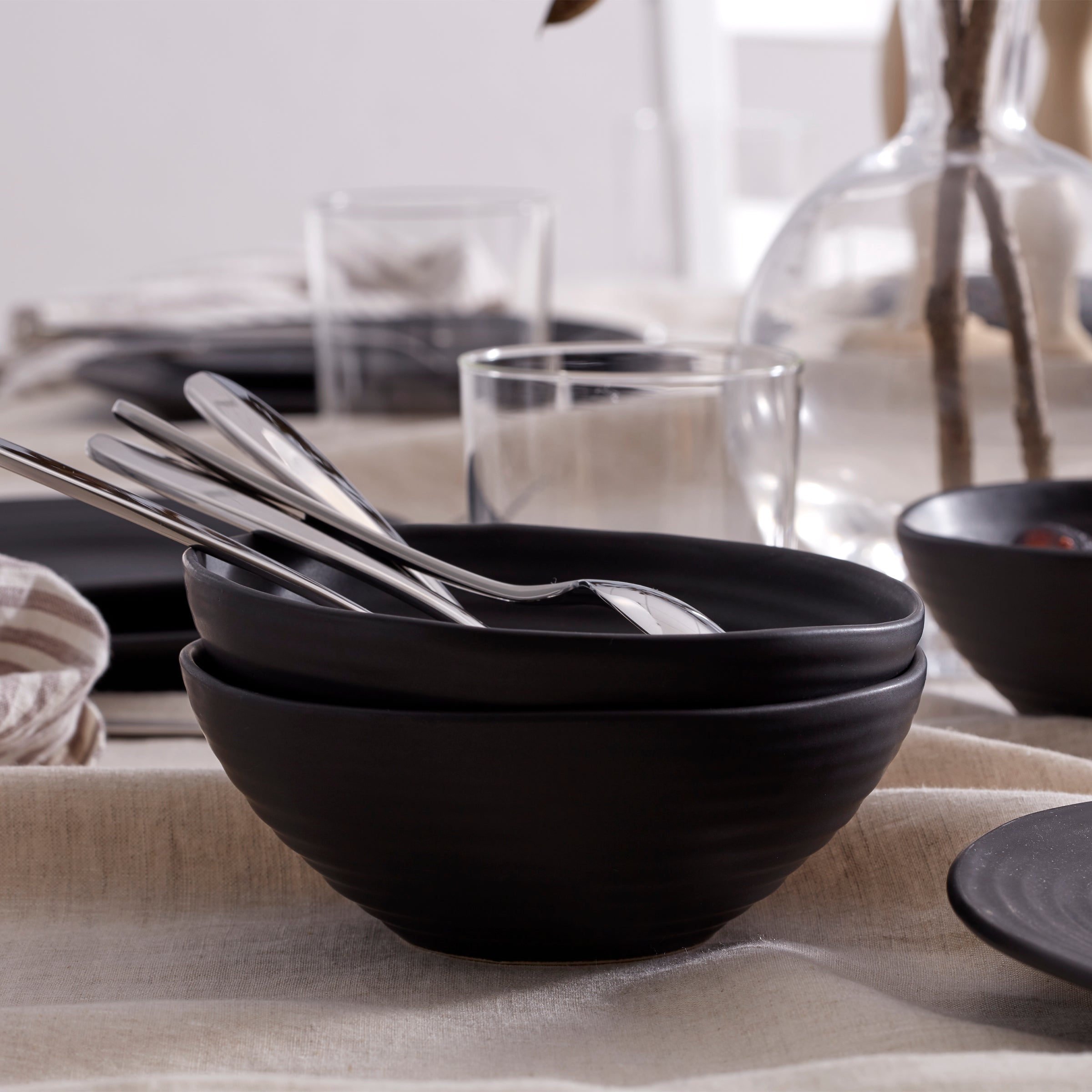 Ridge Black 12 Piece Dinnerware Set - Image 12