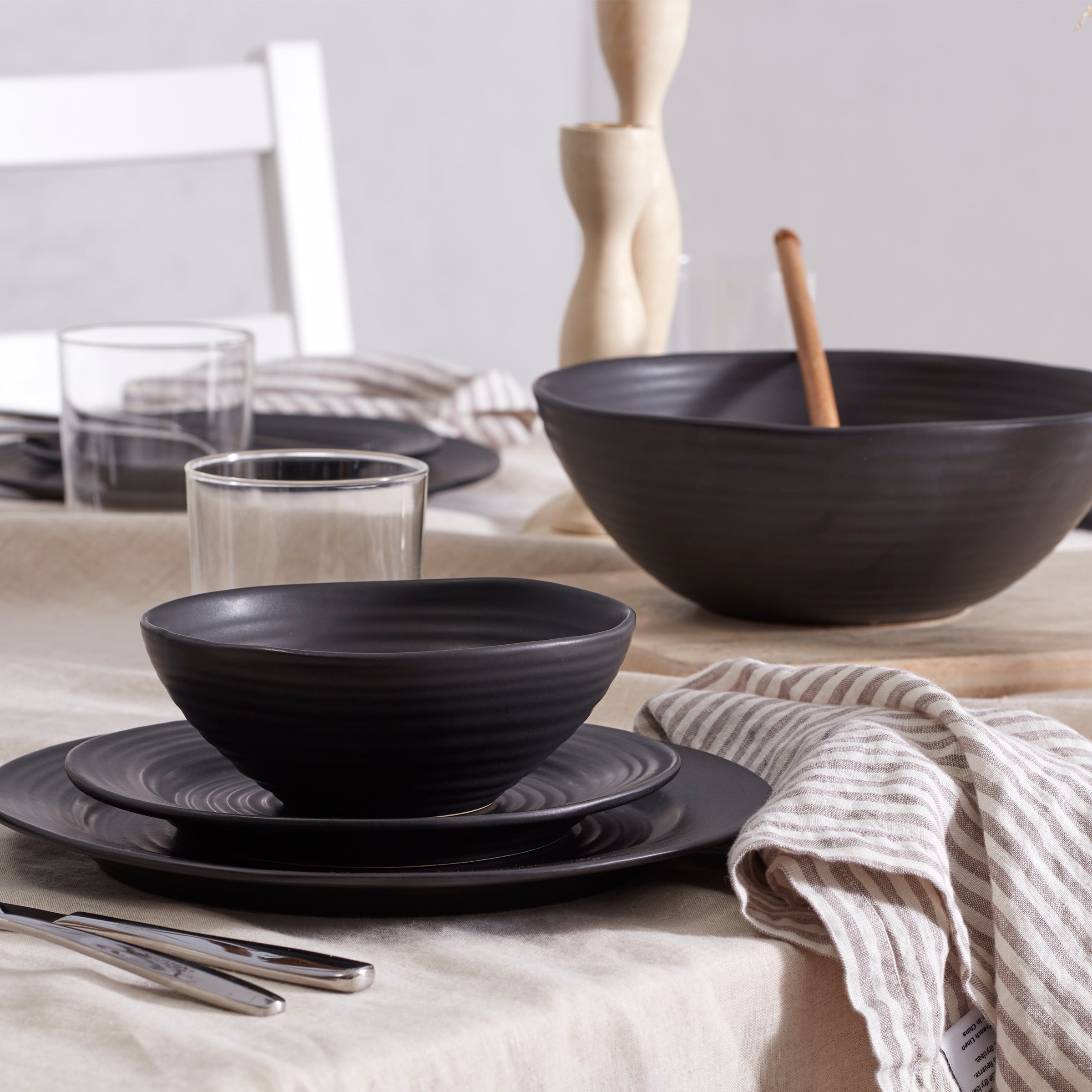 Ridge Black 12 Piece Dinnerware Set - Image 14
