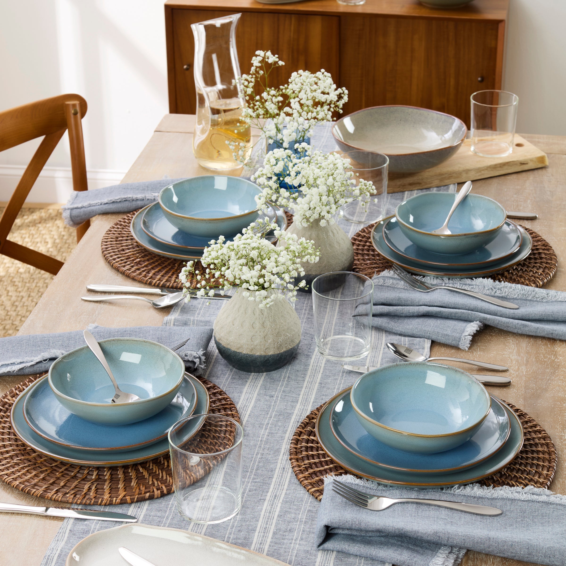 Alternative view of Organic Shades Blue 12 Piece Dinnerware Set