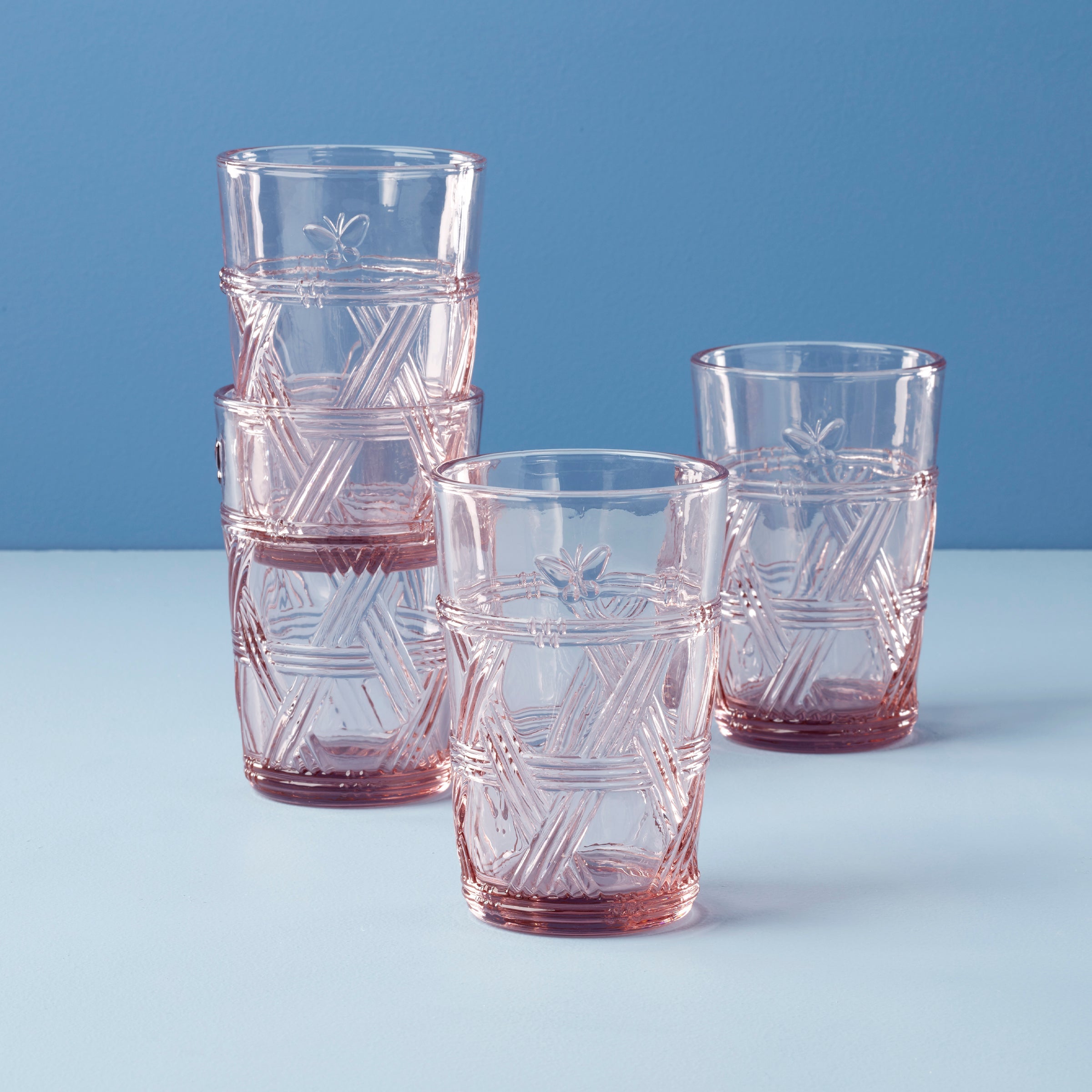 Butterfly Meadow Pink Tall Glasses   Set Of 4