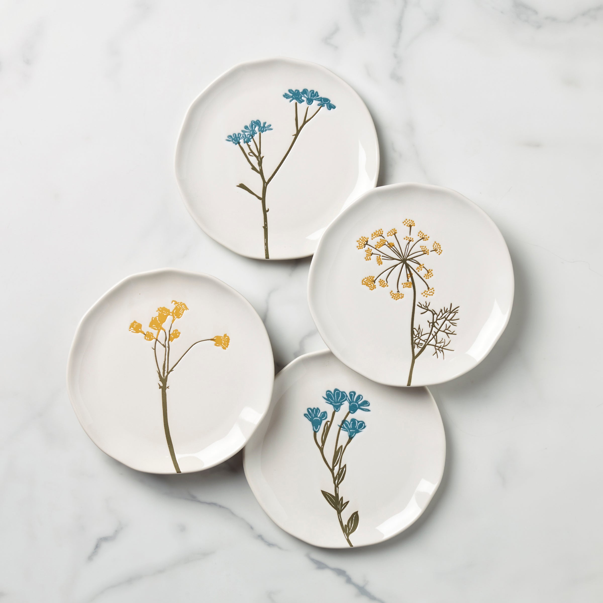 Wildflowers Tidbit Plates Set of 4