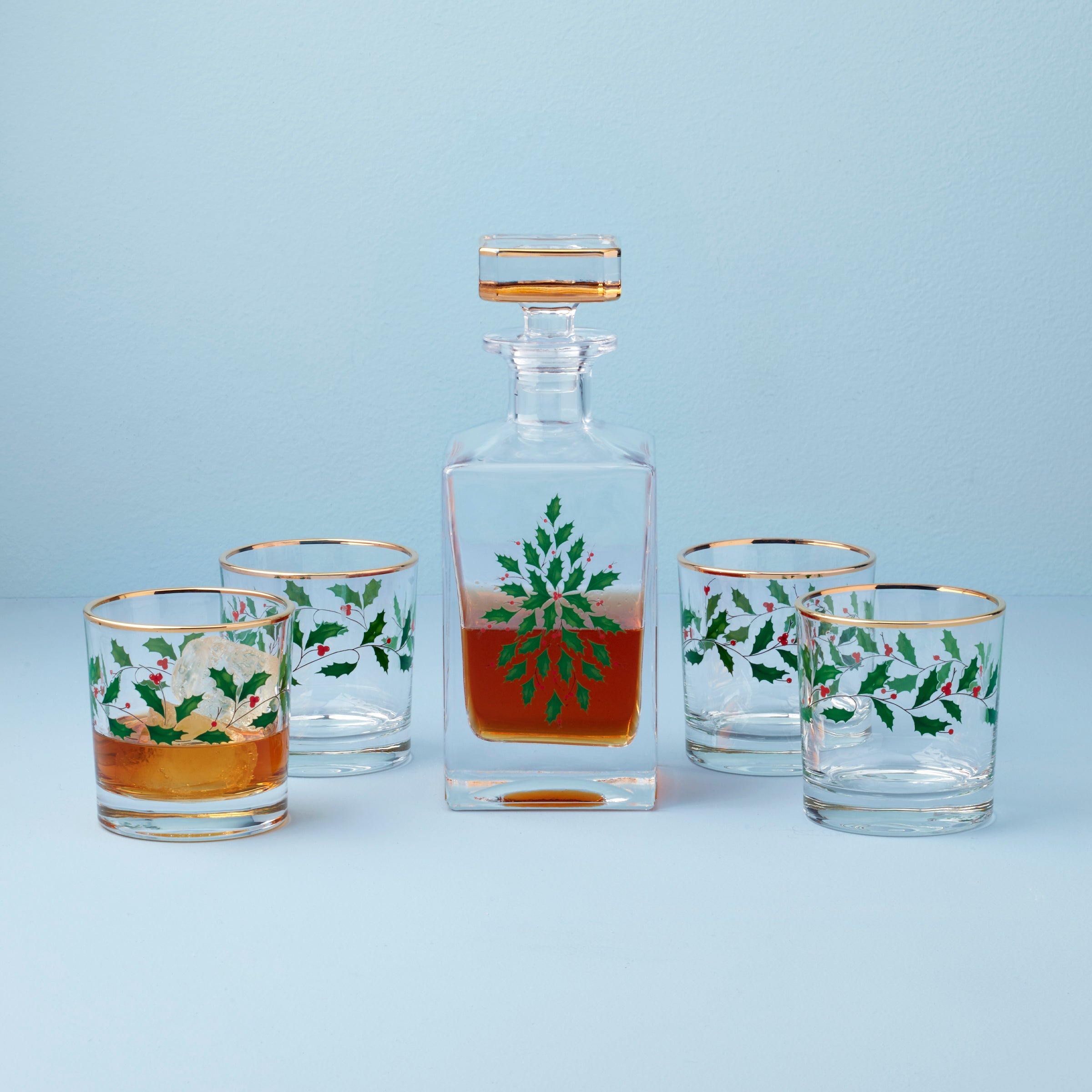 Alternative view of Holiday 5 pc Decanter & Whiskey Glass Set