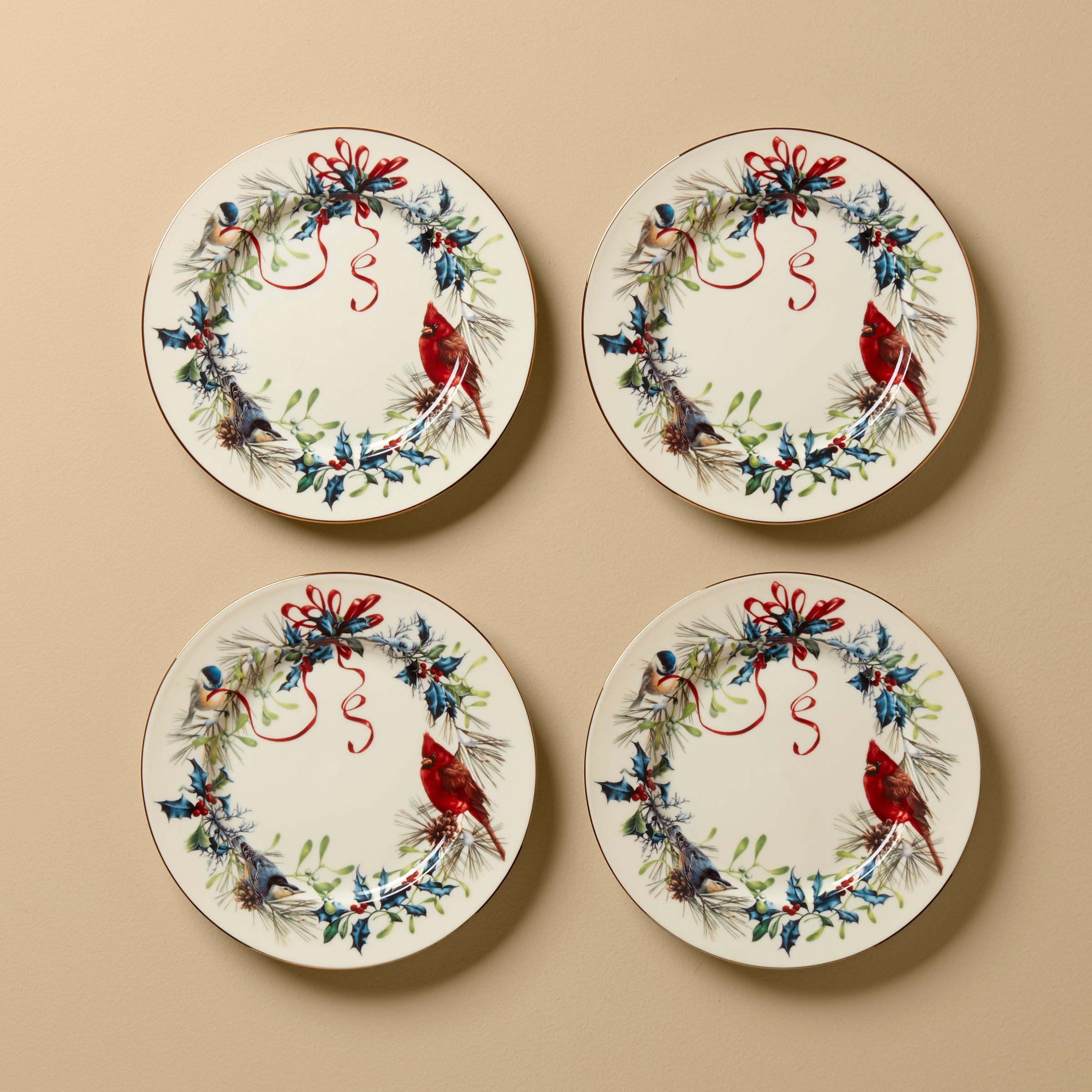 Winter Greetings Salad Plates   Set of 4